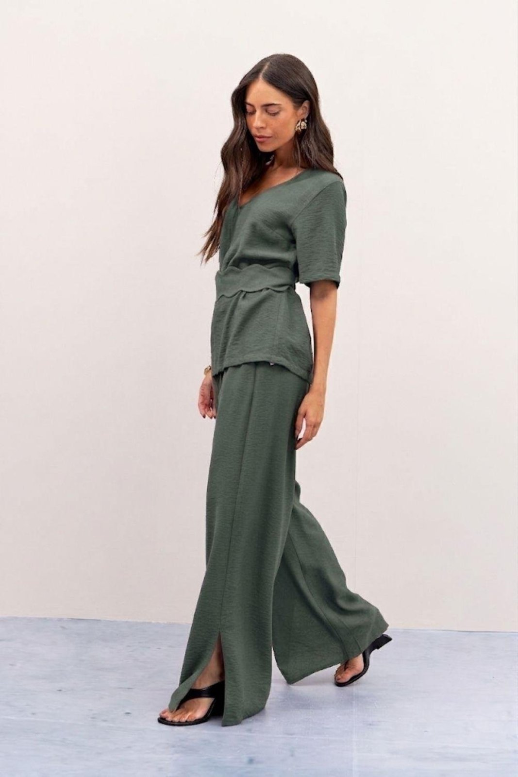 Calça Básica Com Cós De Elástico Ritmi Studio Verde