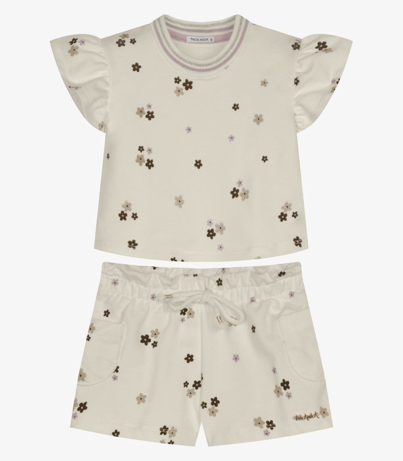 Infantil - Conjunto Menina Blusa Com Shorts Trick Nick Bege