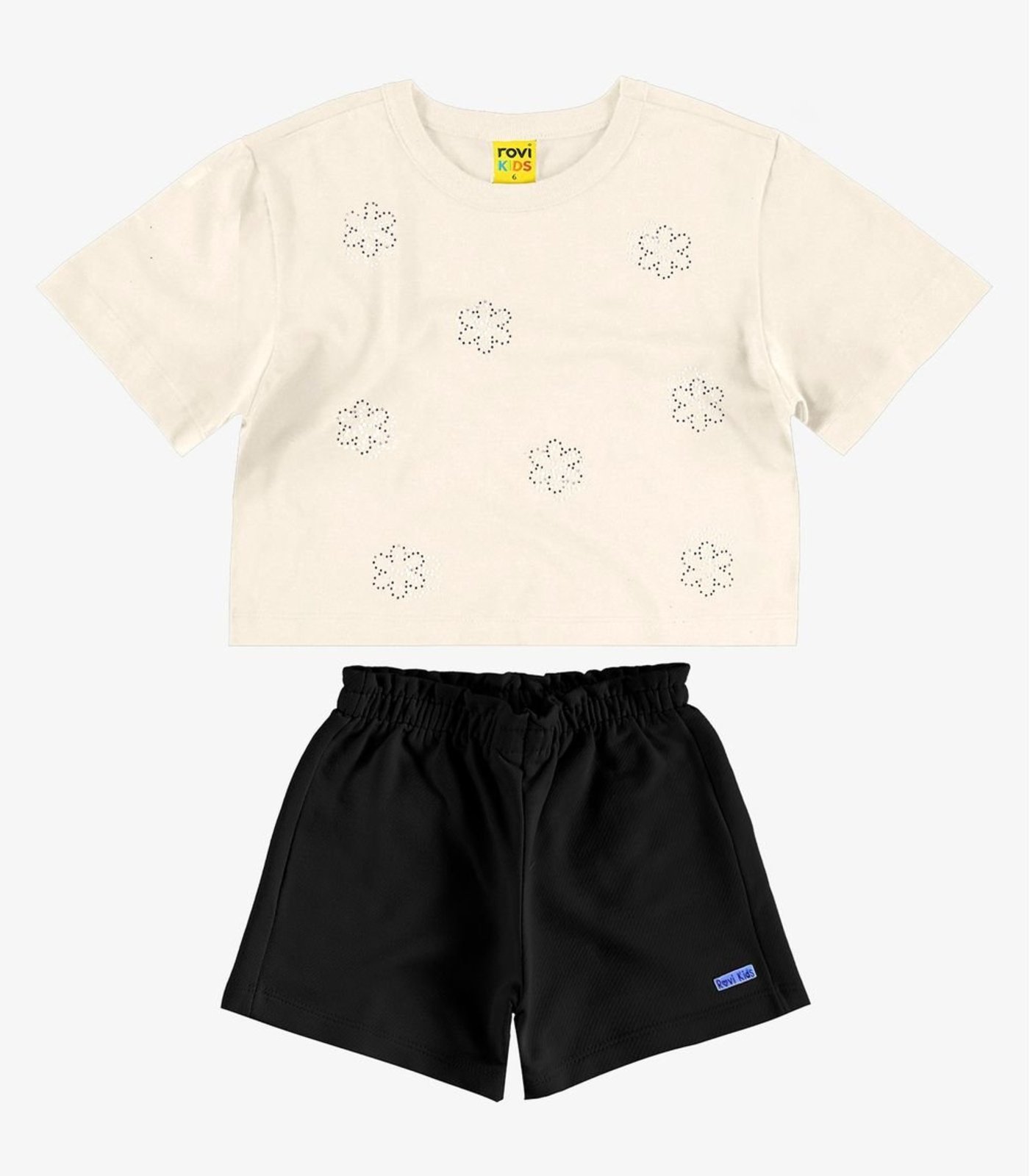 Infantil – Conjunto Blusa com Shorts Meia Malha Rovi Bege