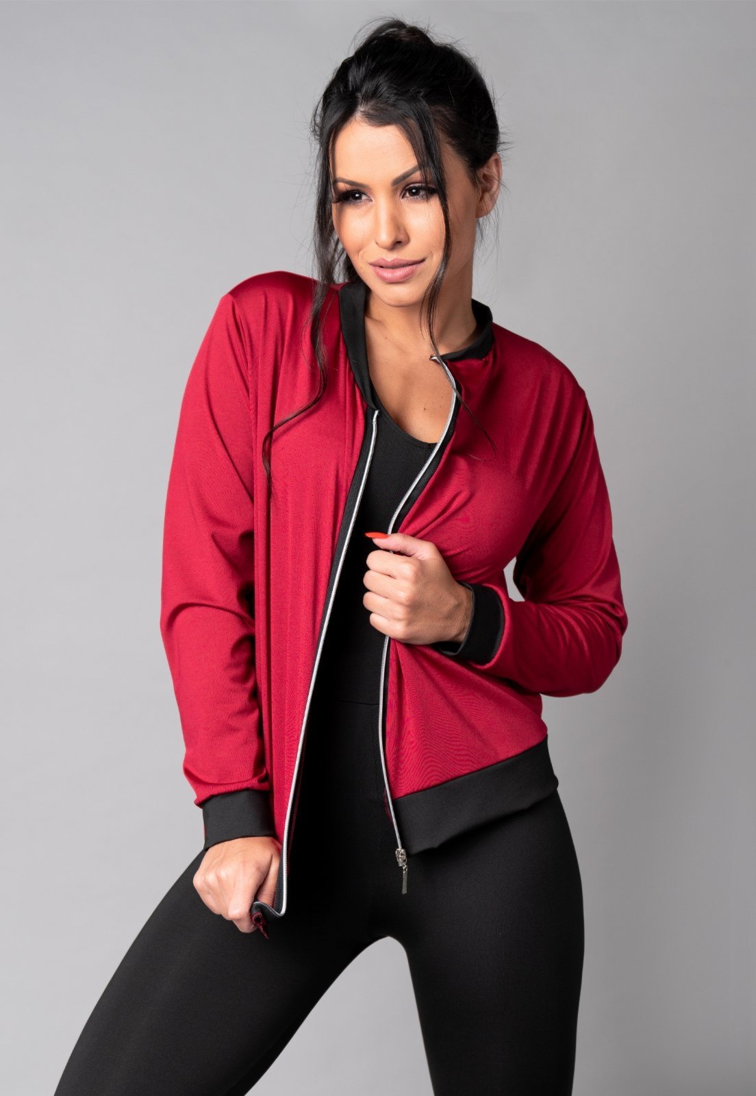 Casaco MVB Modas Jaqueta Bomber Suplex Vinho