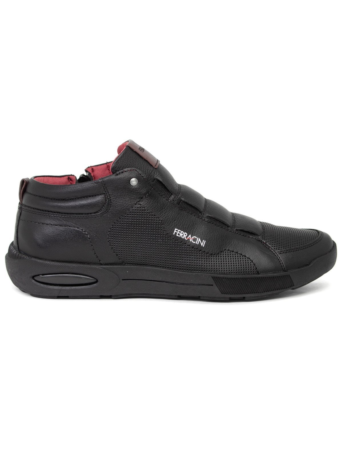 Sapatênis Ferracini 24h Cano Alto Bota Pulse Couro Legítimo Confortável Preto All Black