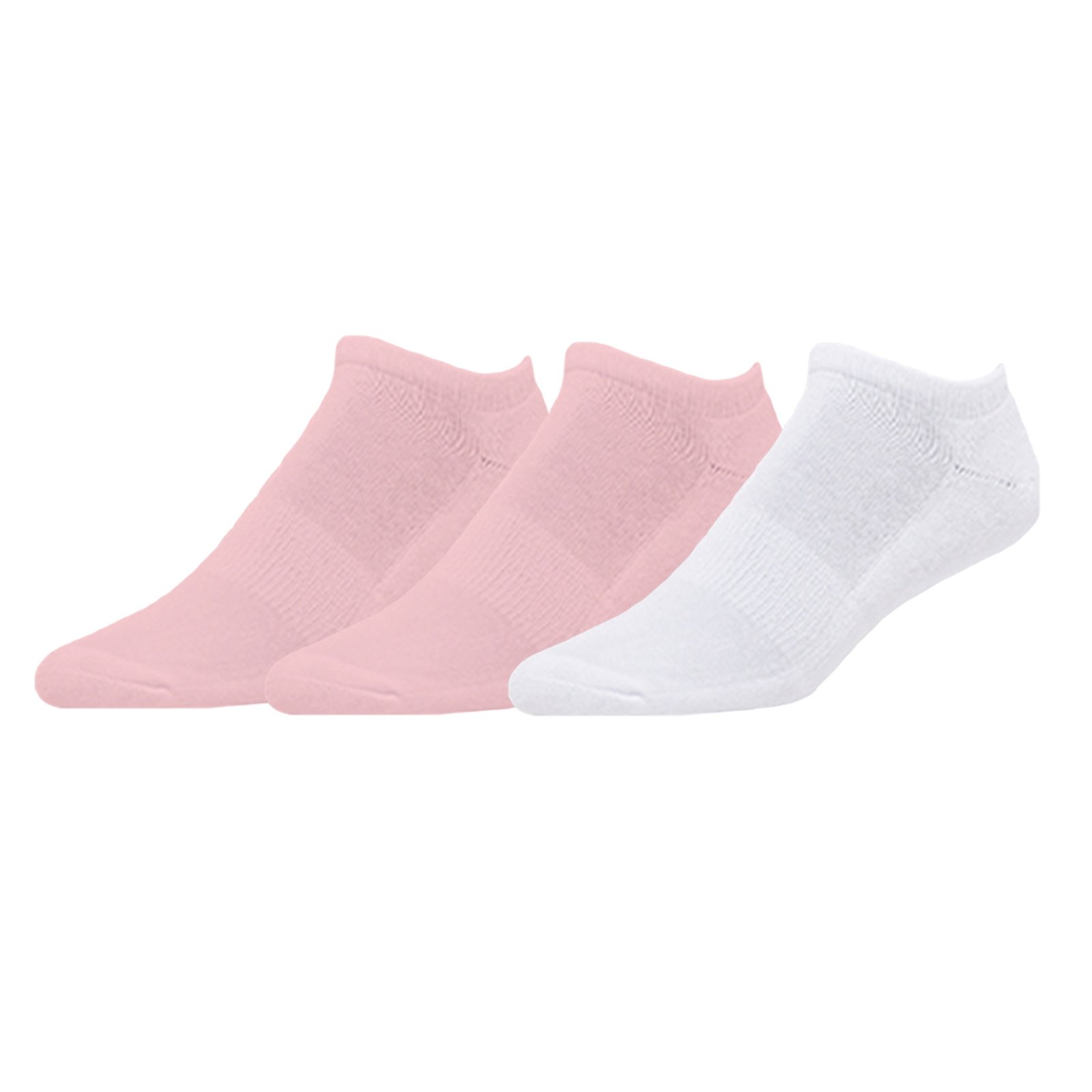 Kit 3 Pares de Meias Soquete Invisível Unissex Rosa/Branco