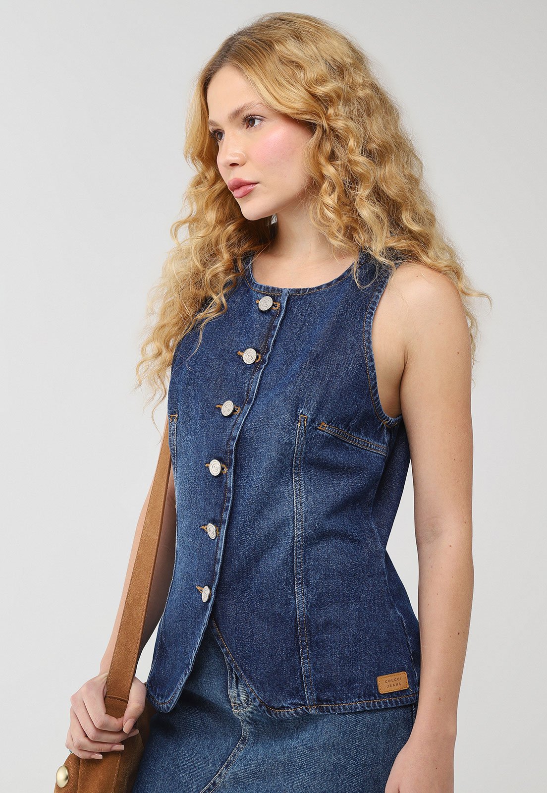Blusa Feminina Colcci Jeans Sem Mangas Azul