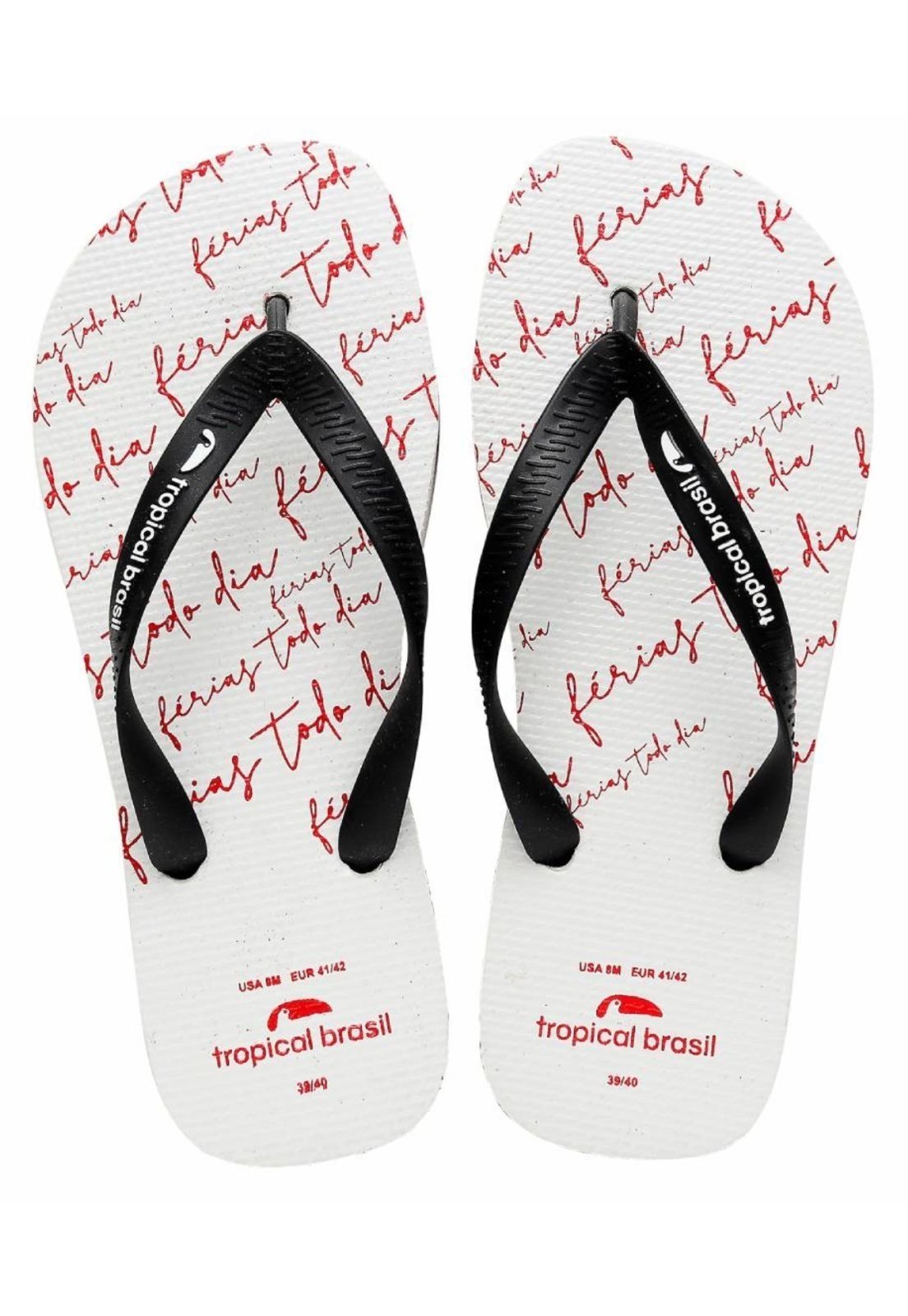 Chinelo Tropical Brasil Institucion Flip Flop Branco Com Preto