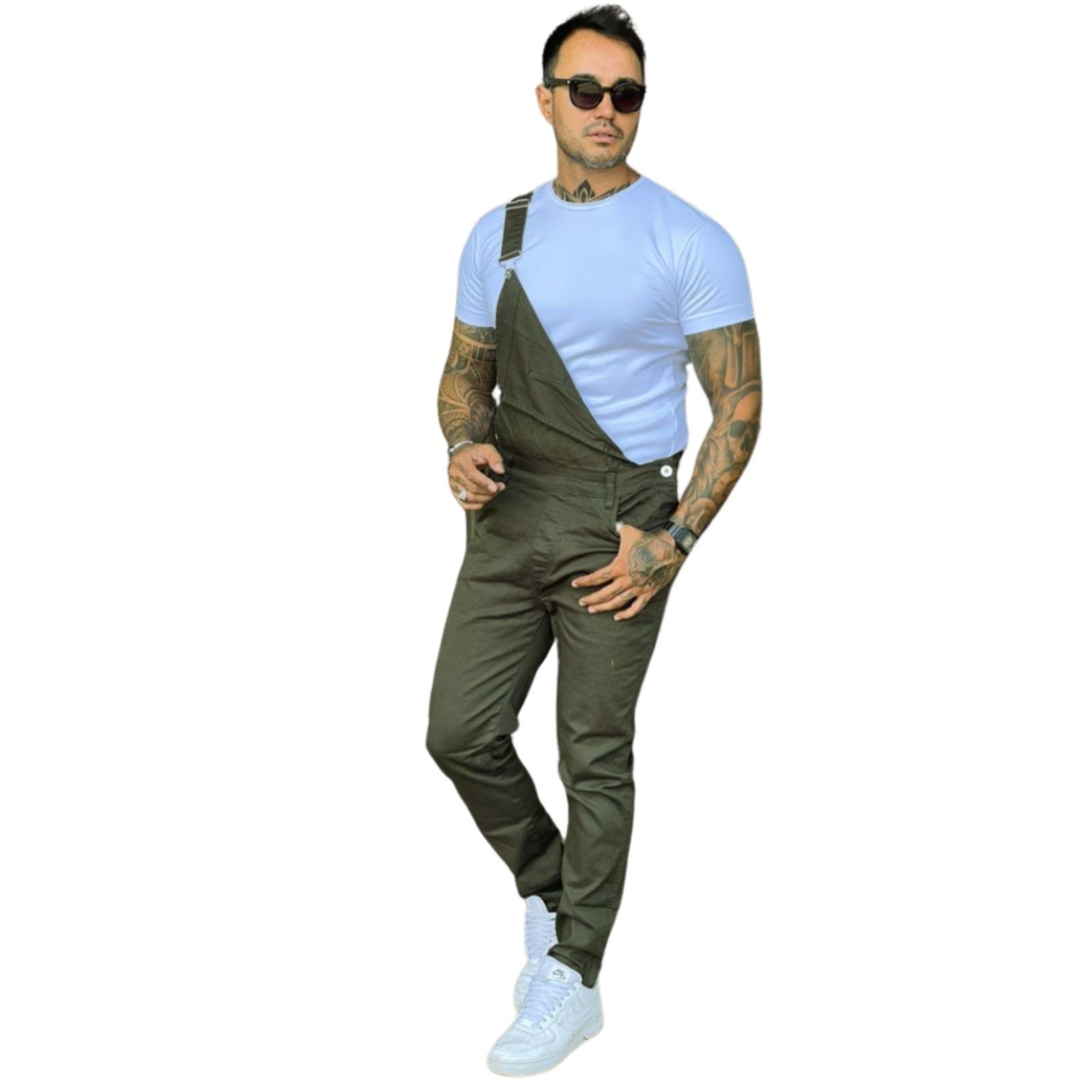 Macacão Masculino Jeans Loka Verde Musgo Sarja