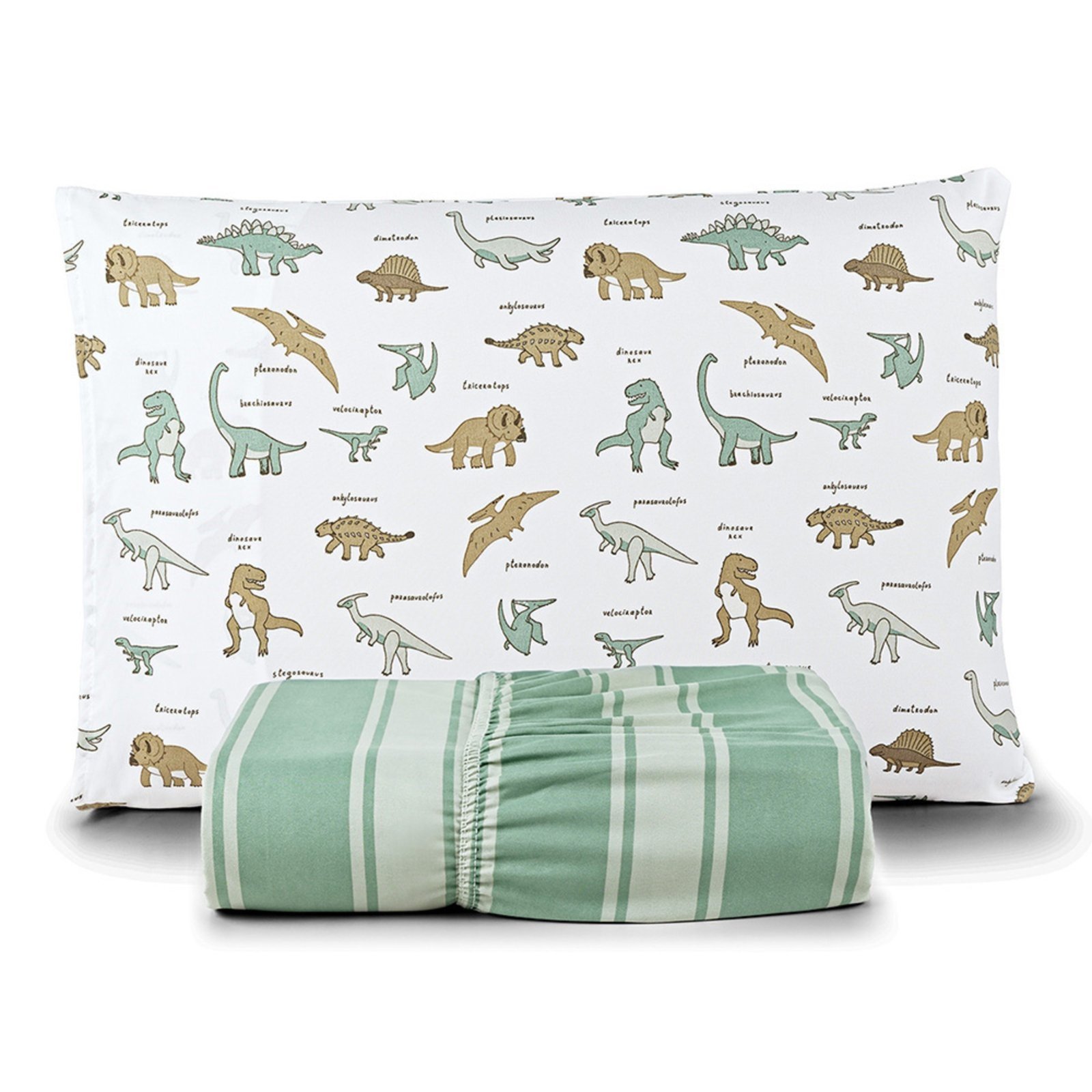Jogo de Cama Lençol Casa Scarpa Lutti Solteiro 200 Fios Estampado 2 Peças Dinossauro Verde