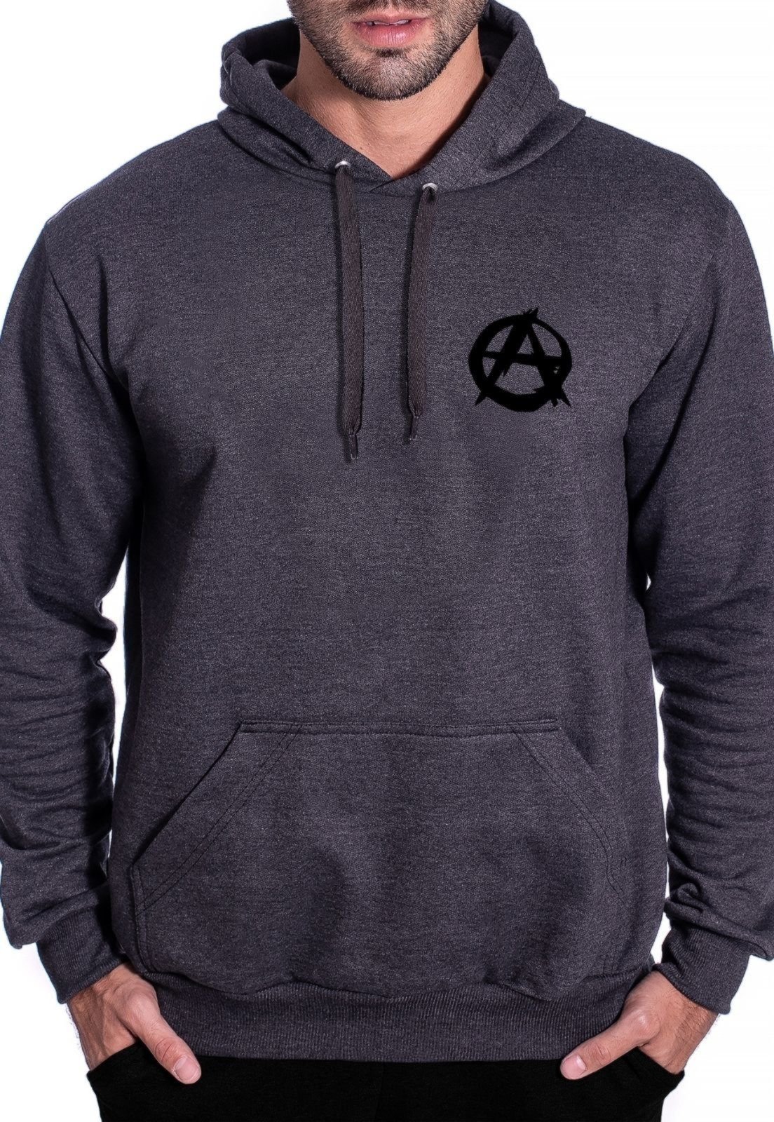 Blusa de Frio Moletom Flanelado Benellys Anarchy Joggers Canguru Chumbo