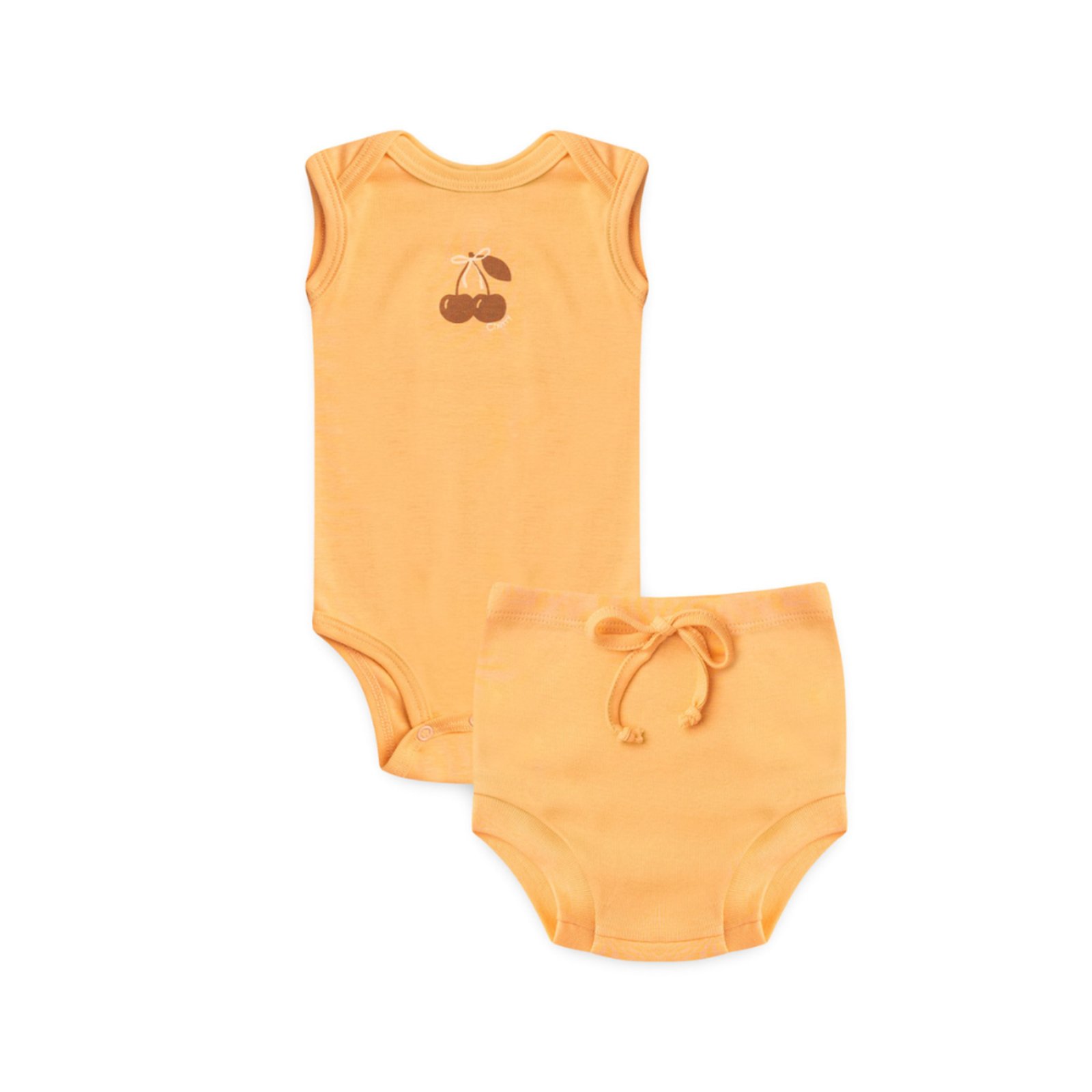 Infantil - Conjunto Body Regata e Tapa Fralda do Papai Laranja Magnólia Cereja