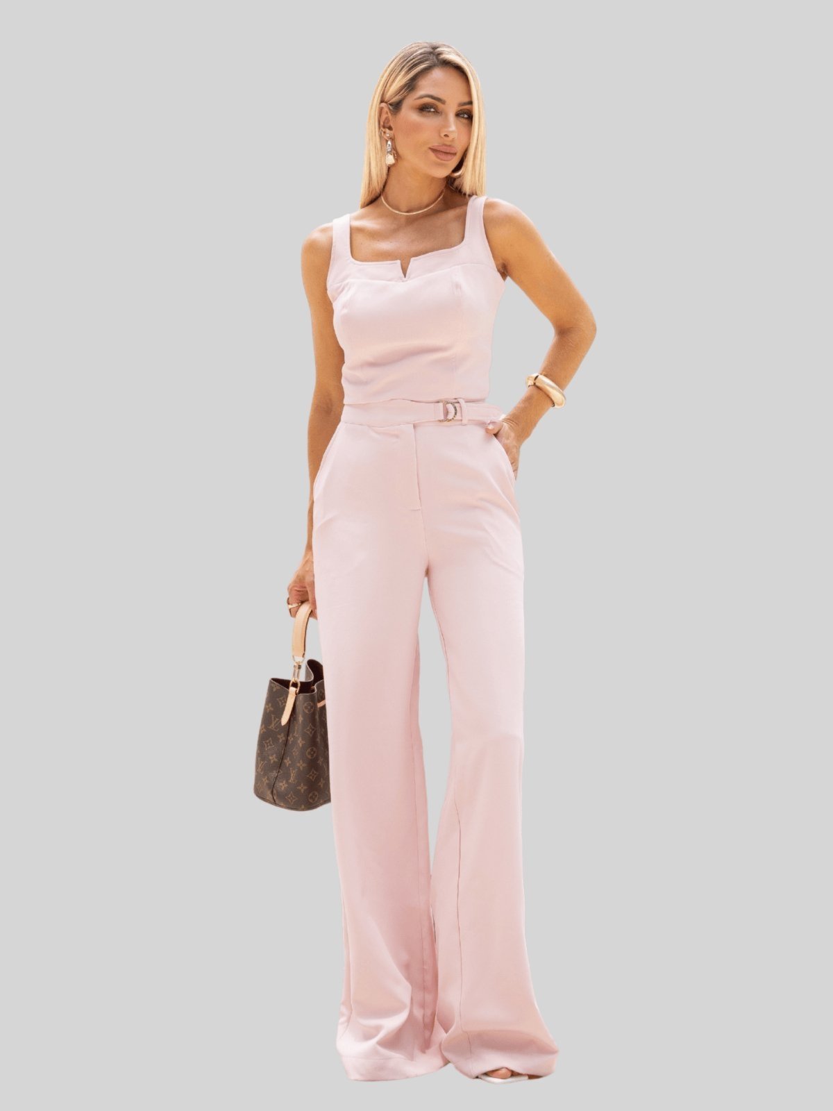 Conjunto Miss e Misses Tania Cropped e Calça C/Detalhe Metal Rose