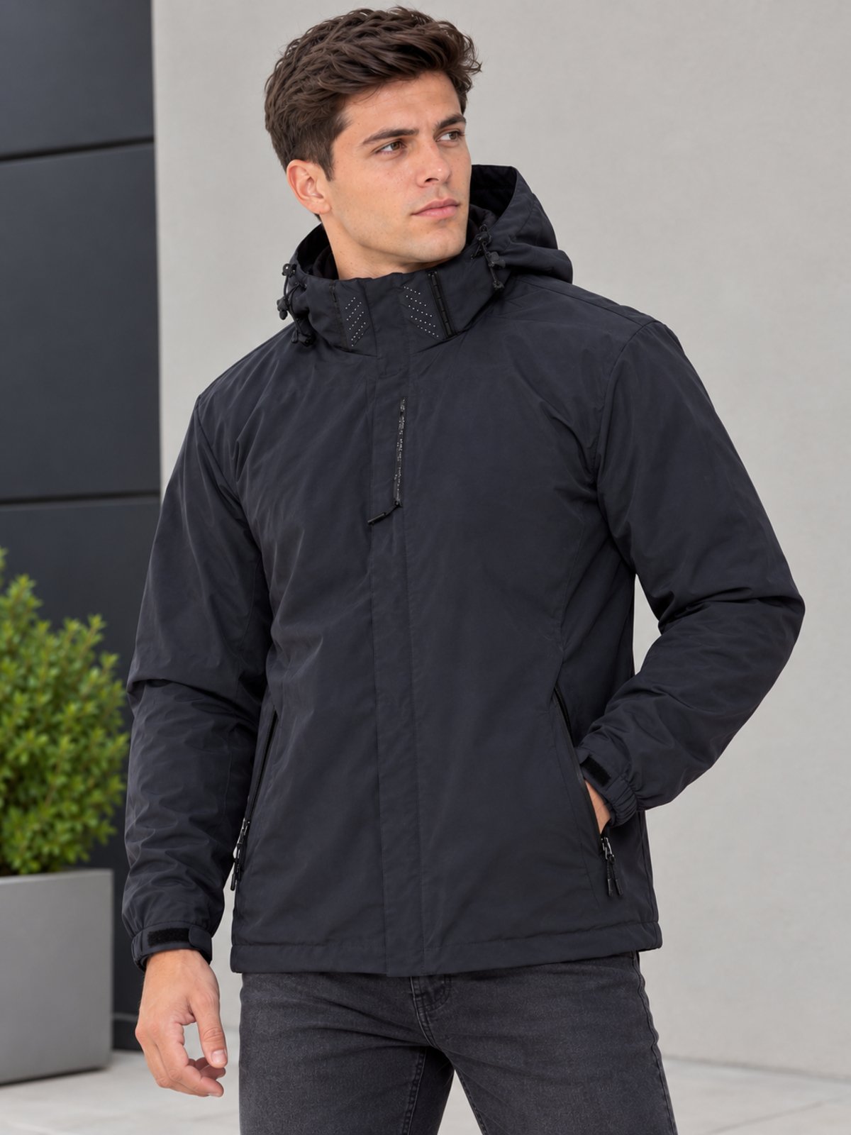 Jaqueta Corta Vento Masculina com Capuz Impermeável Casual Light