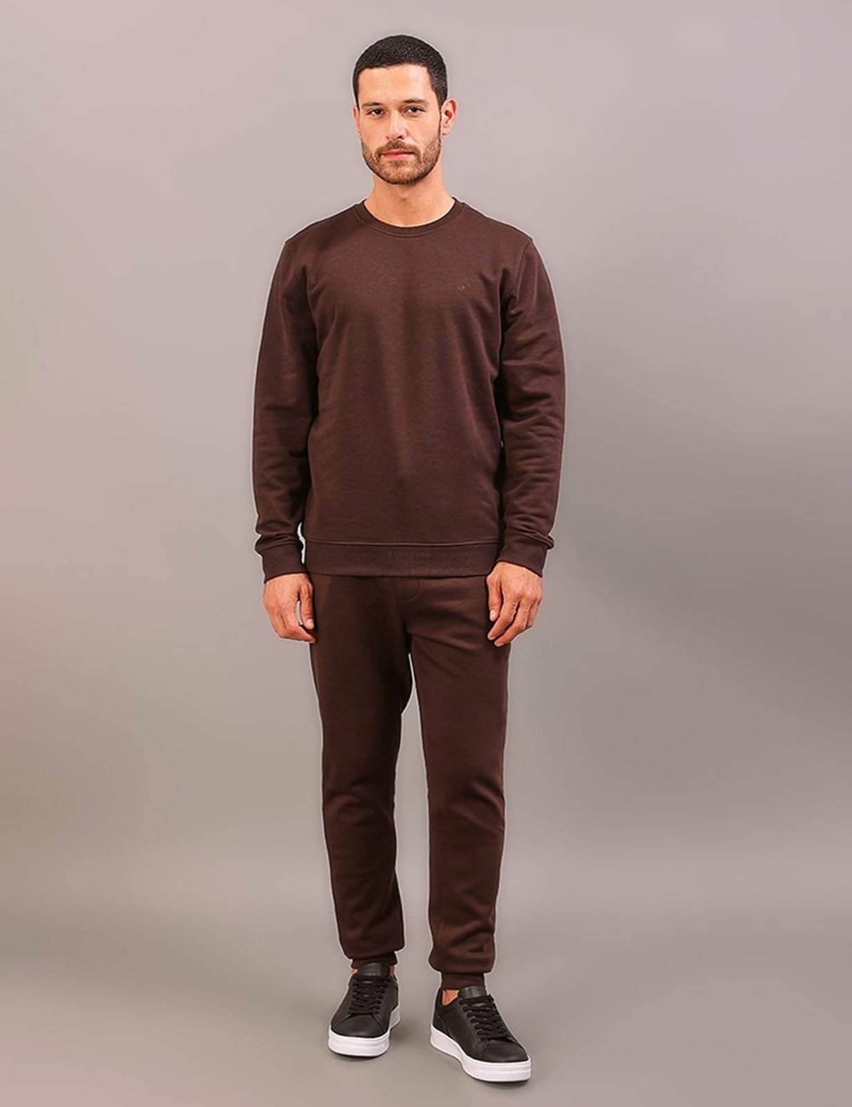 Casaco de Moletom Cks Masculino Calvin Klein Bordado - Cafe Calvin Klein Jeans