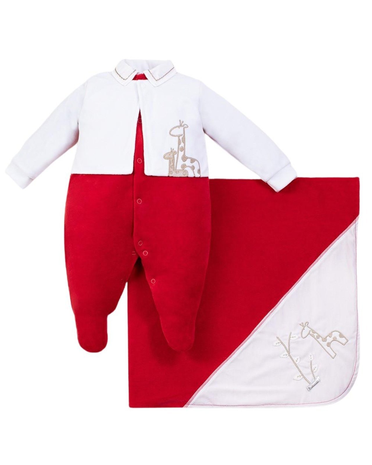 Infantil – Saída Maternidade Menino Plush 2 Girafas – Vermelho