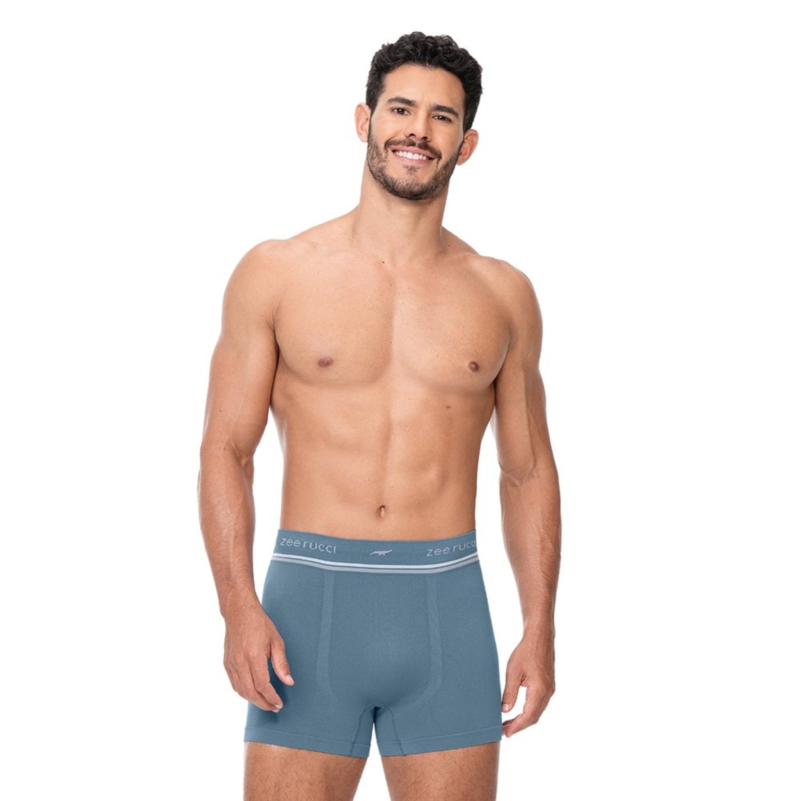 Cueca Boxer sem Costura Lisa Azul