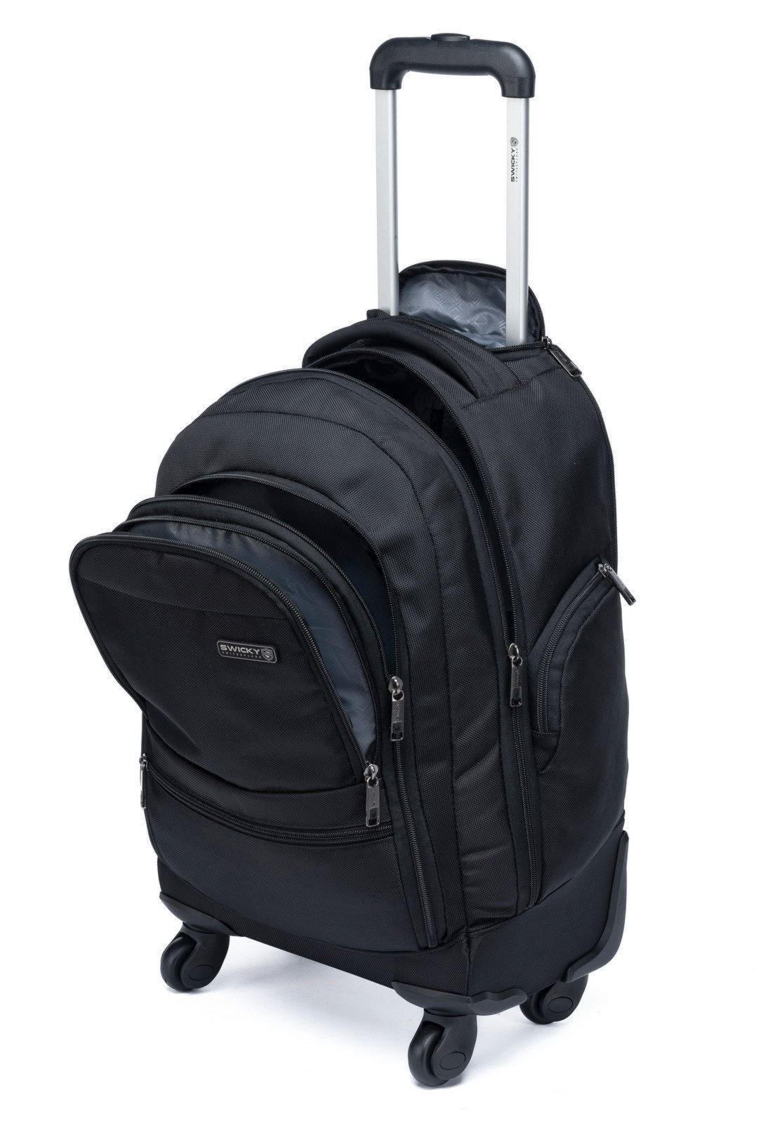 Vista 3 Mochila Executiva Rodinha Swicky Para Notebook Trabalho preto SWICKY preto