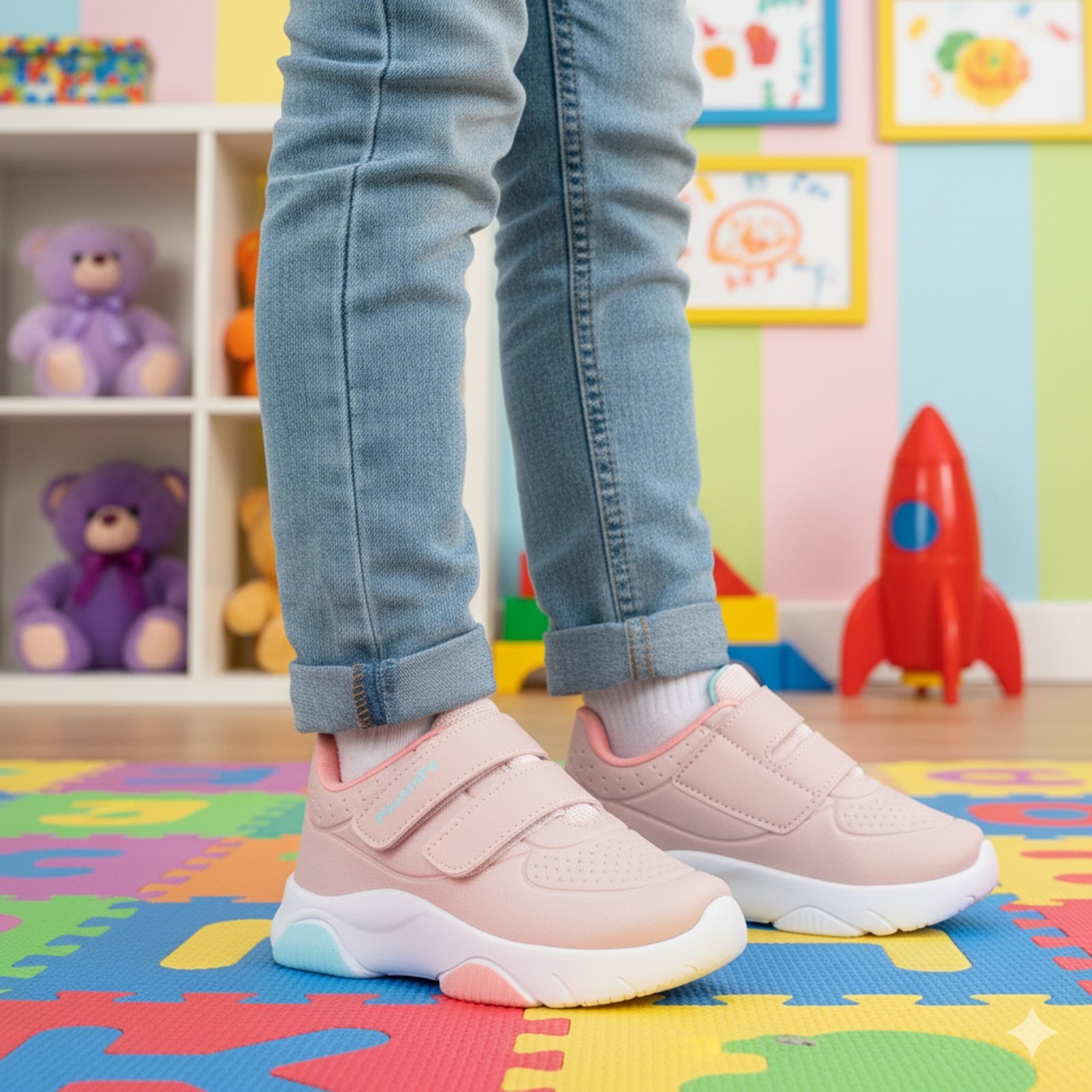 Infantil – Tênis Feminino Pé com Pé Menina Guty Casual Escolar Confortável Macio Calce Fácil Nude