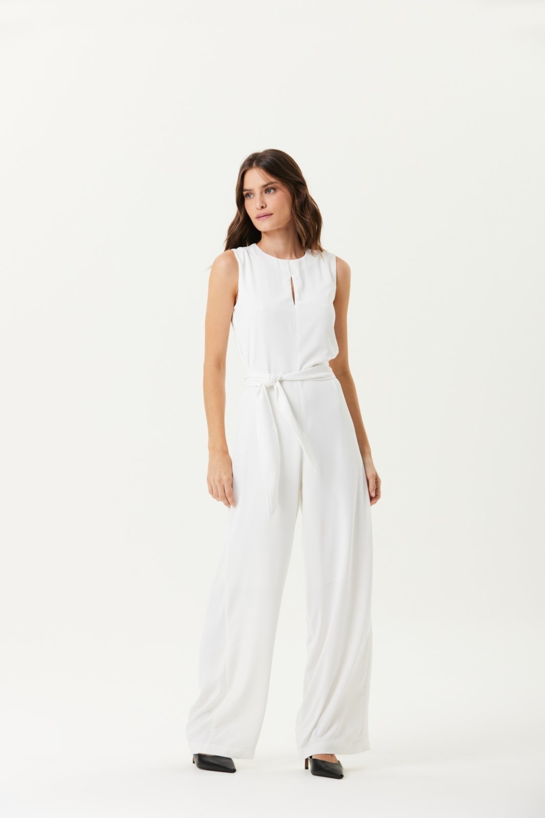 Macacão Longo Traymon Com Cinto Off White