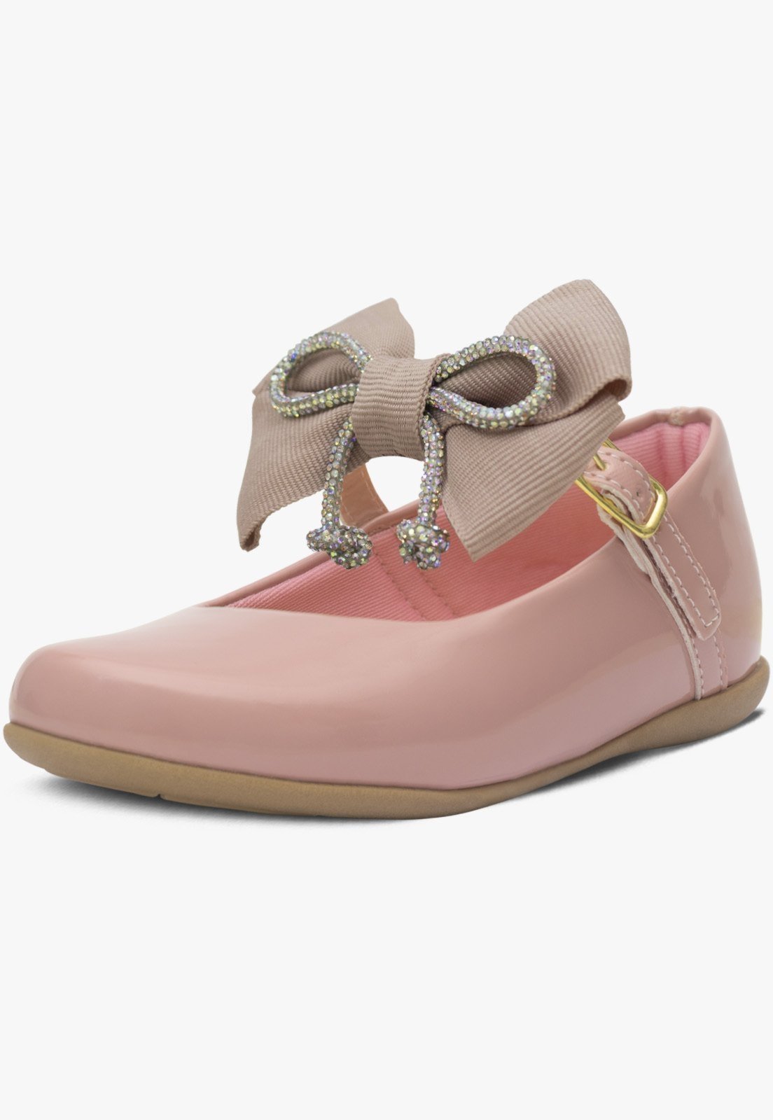 Infantil – Sapatilha Com Presilha Pópidi Laço Rosa