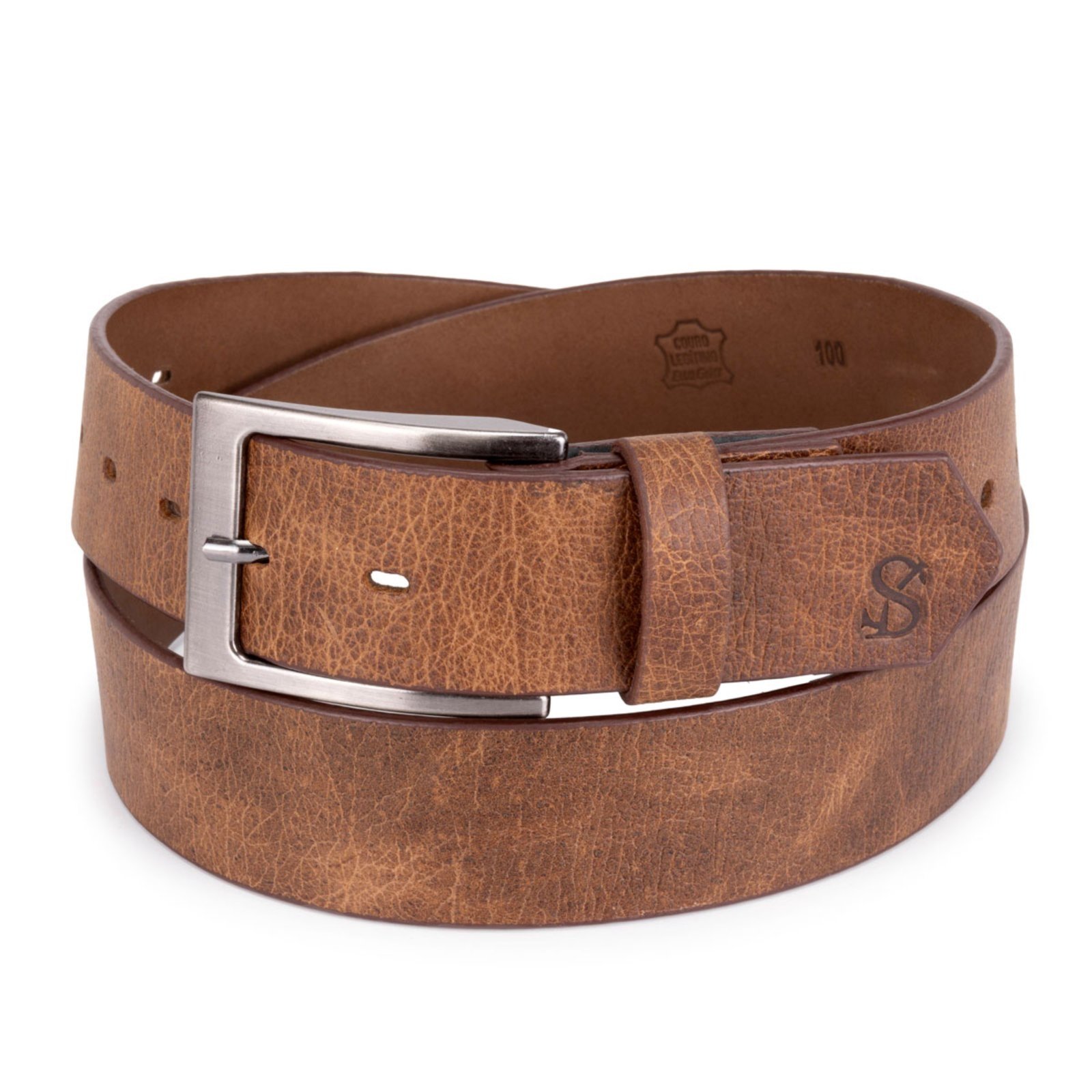 Cinto Couro Legítimo Social Esporte Fino 40mm Masculino Ello Griff Marrom