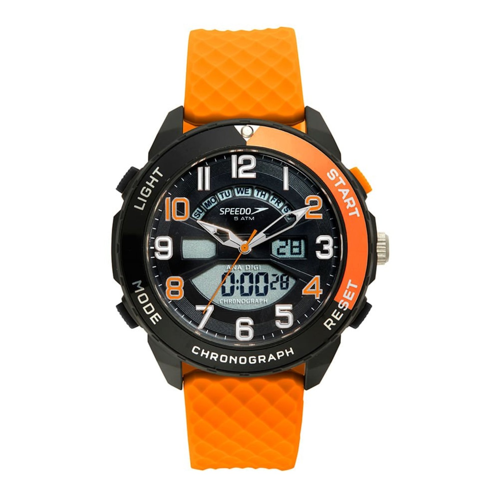 Relógio Speedo Anadigi Silicone Laranja e Preto Speedo