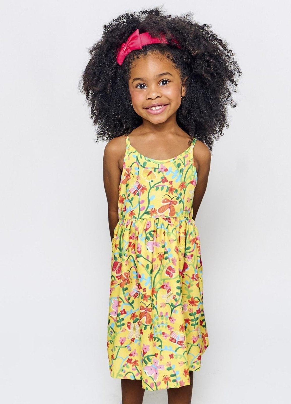 Infantil - Vestido Borboletas Básico Alphabeto Amarelo Amarelo