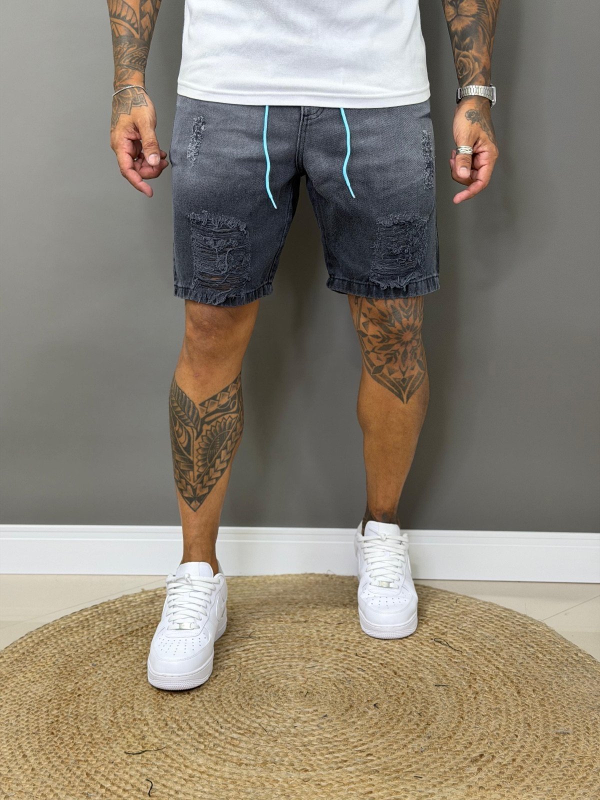 Bermuda Jeans Jogador Masculina Avec Básica Casual Grafite