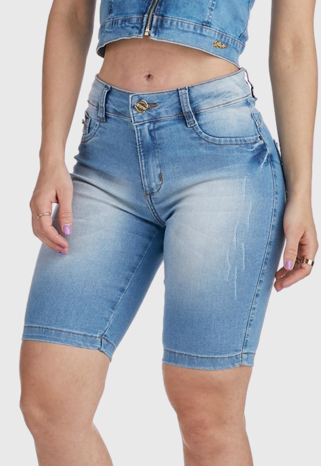Bermuda Jeans HNO Jeans Hot Pants Comfort Plus Azul