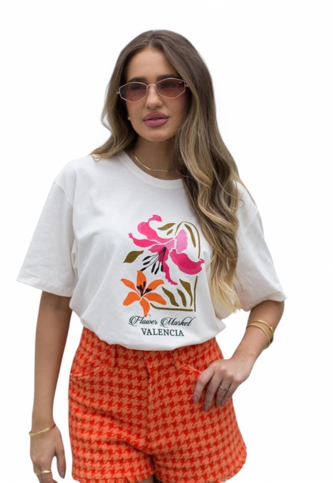 Camiseta Cianitas Off Estampa Flores Valência