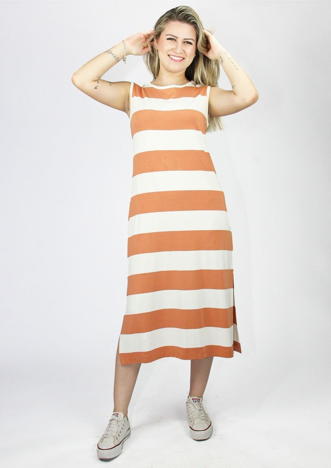 Vestido Regata Pau a Pique Listrado Terracota TERRACOTA – PP Pau a Pique