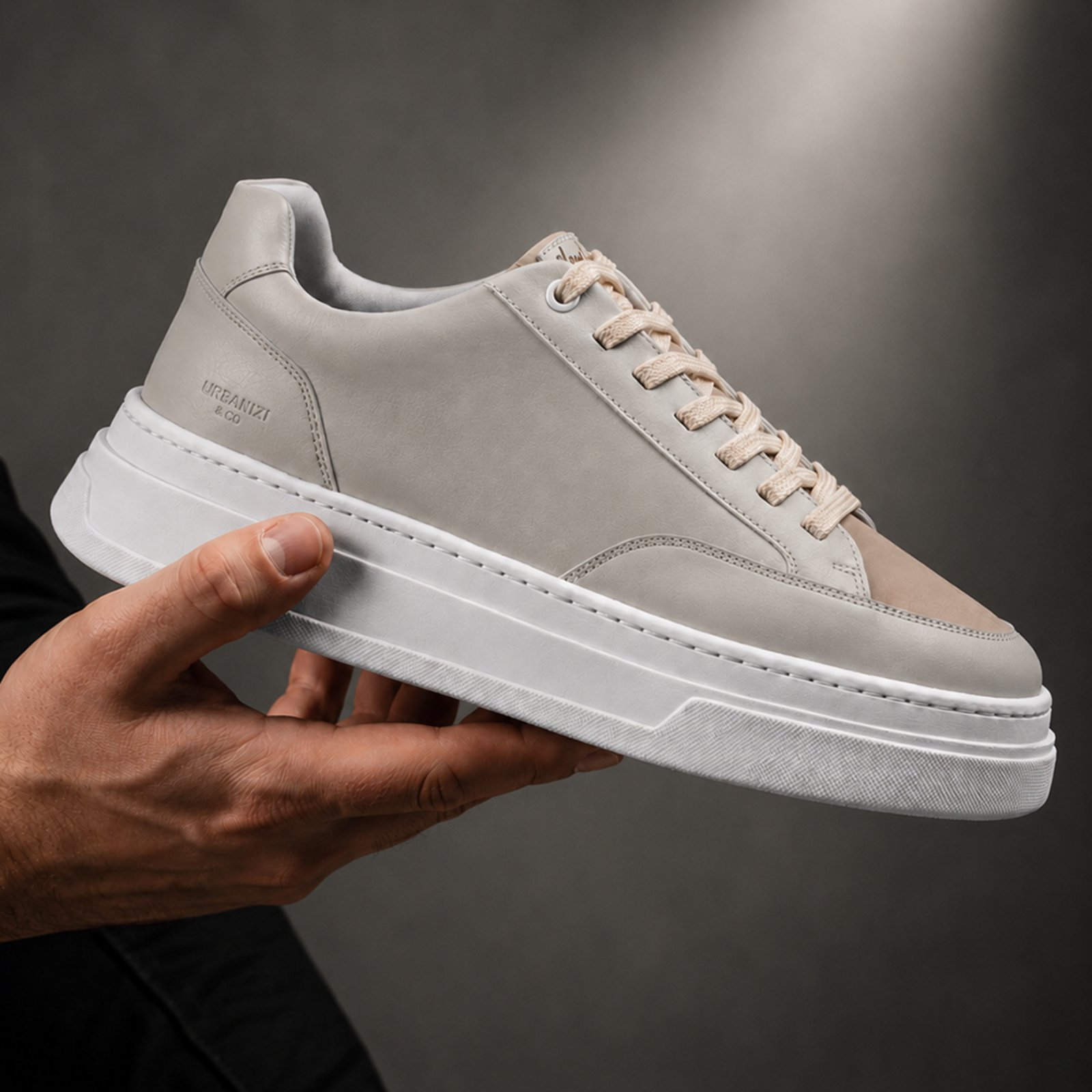Tênis Masculino Off White Casual Sapatênis Streetwear Urbano Sola Alta Robusto Grande Alto Bege