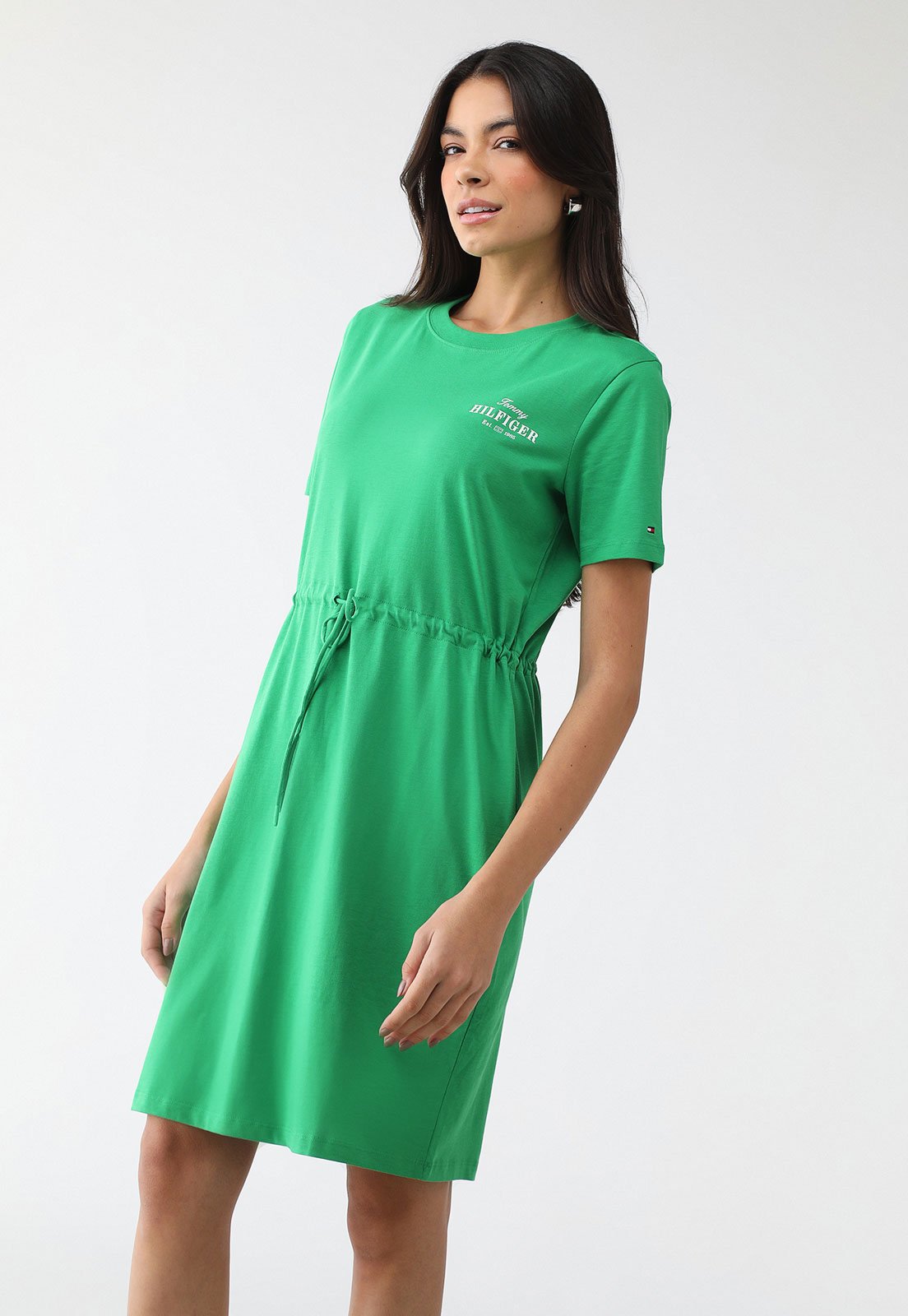 Vestido Tommy Hilfiger Curto Logo Verde