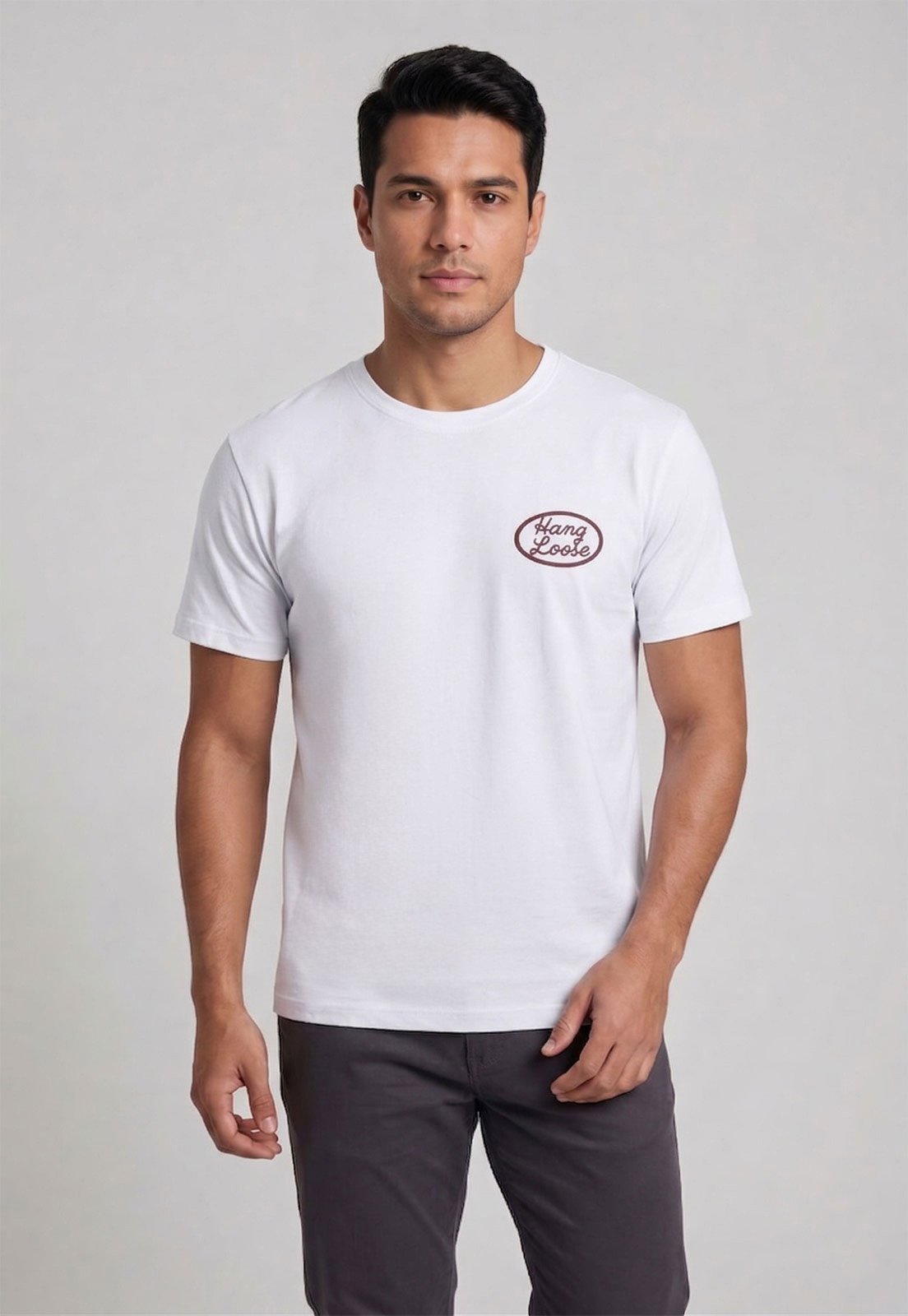 Camiseta Masculina Hang Loose Estampa Costas Algodão Branca