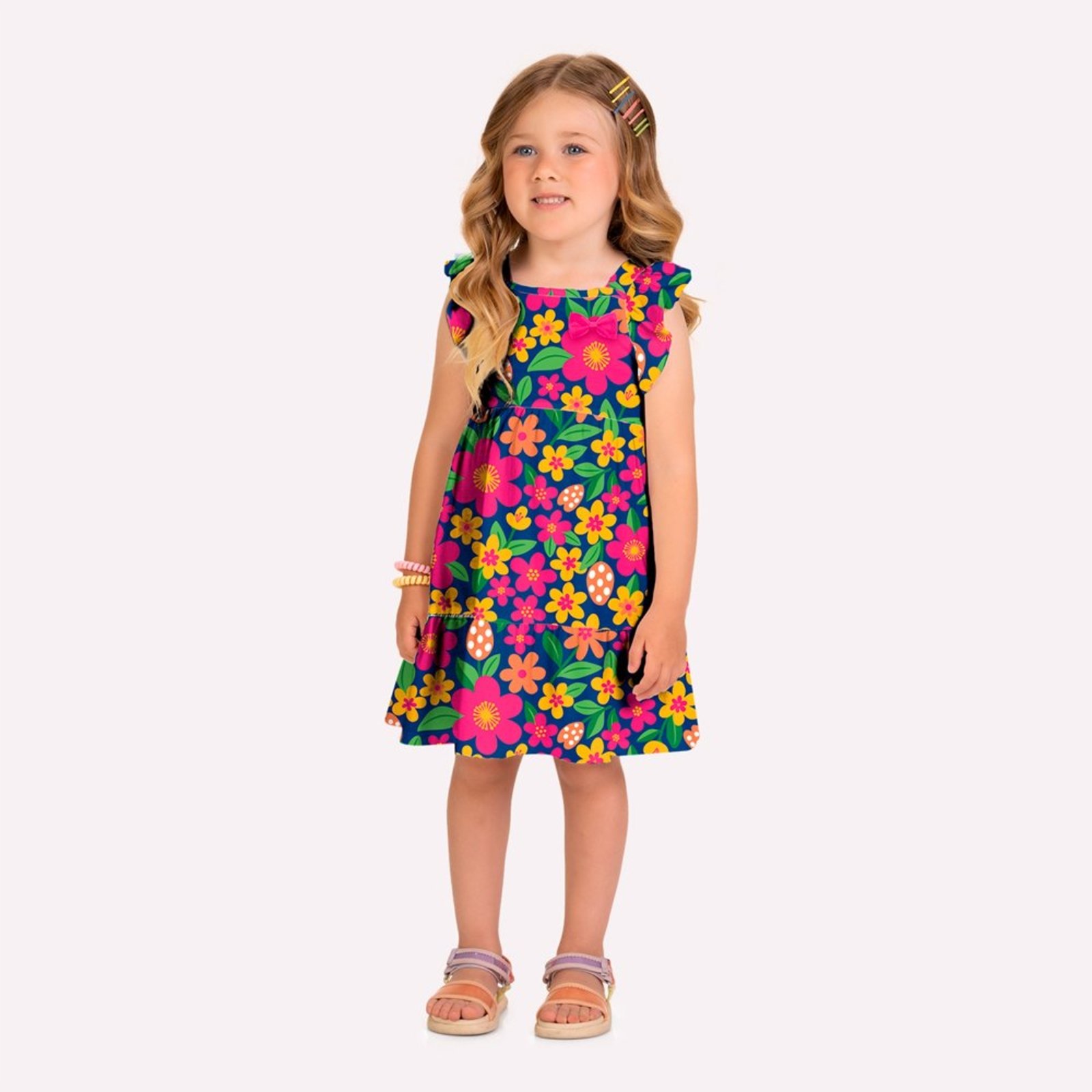 Infantil - Vestido Menina Flores Kyly