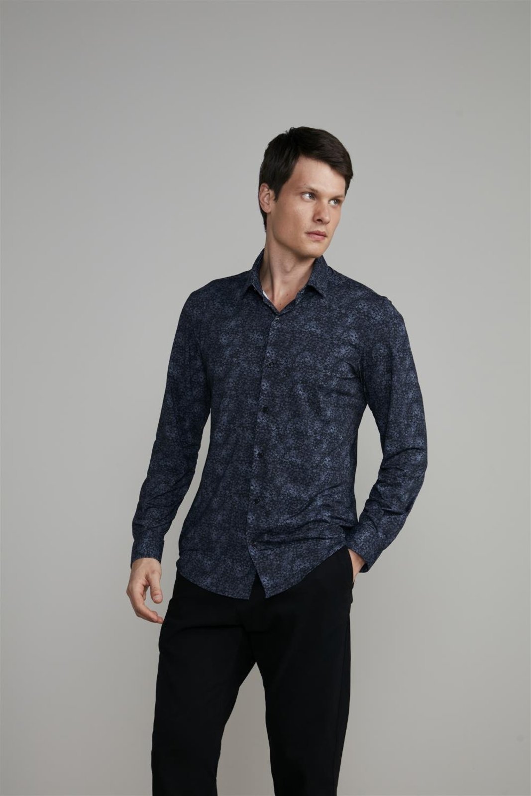 HIGHSTIL Camisa Estampada Tecnocomfy Slim Fit – Preto