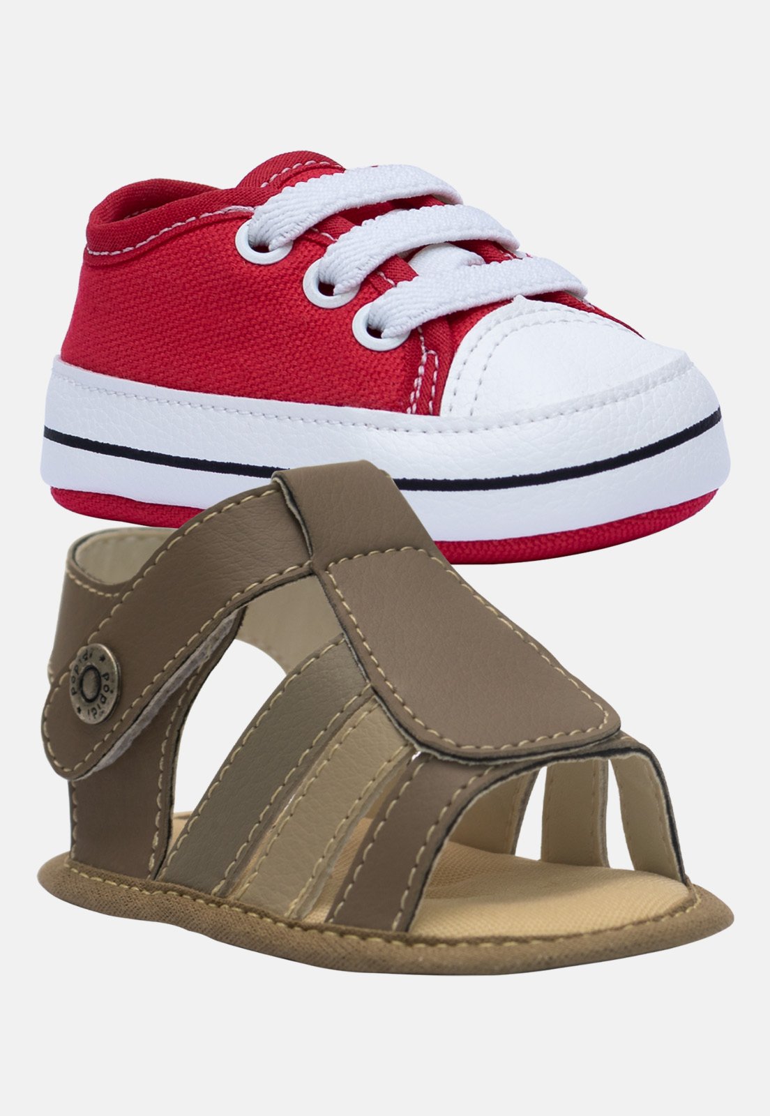 Infantil – Kit Tenis Star e Sandália Pópidi Menino Castor e Vermelho