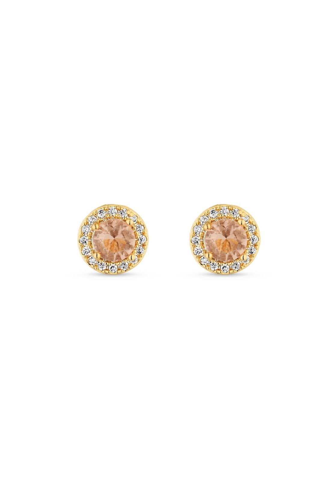 Vista 2 Brinco Semijoia Morganita Grande Com Micro Zircônias Banhados A Ouro 18K Br STORE ORA SEMIJOIAS dourado