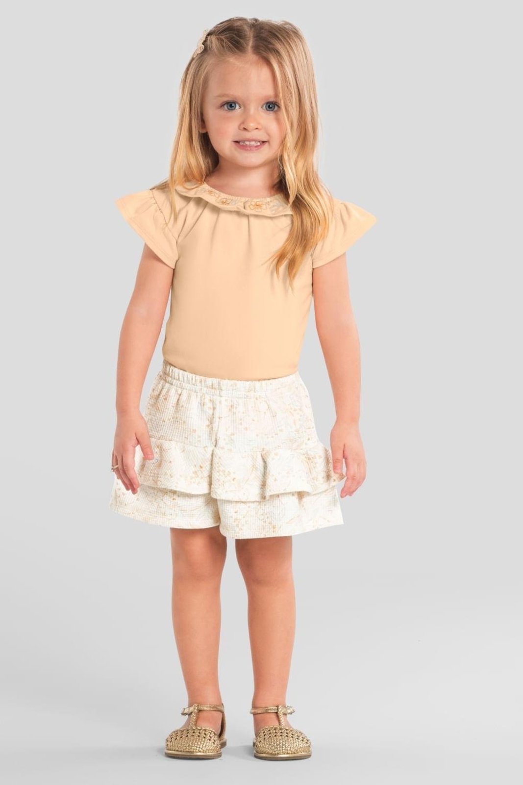 Infantil - Conjunto menina bordado floral Mundi
