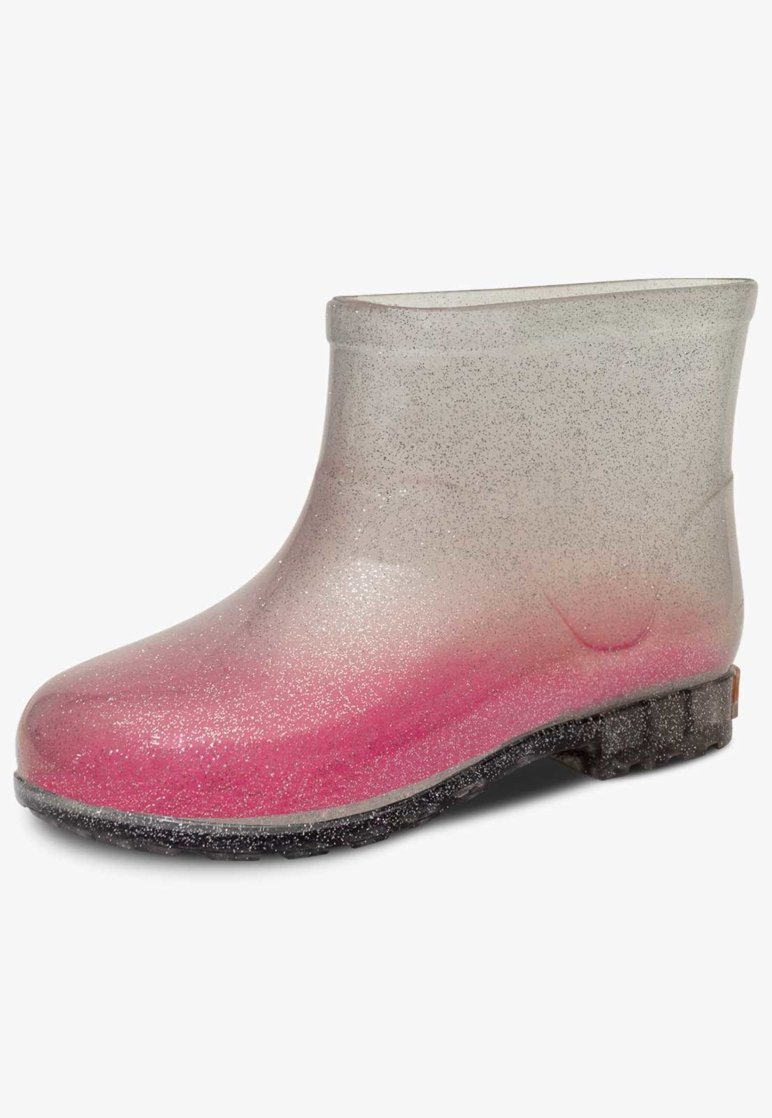 Infantil – Bota Galocha Cano Baixo Pópidi Menina Glitter Prata