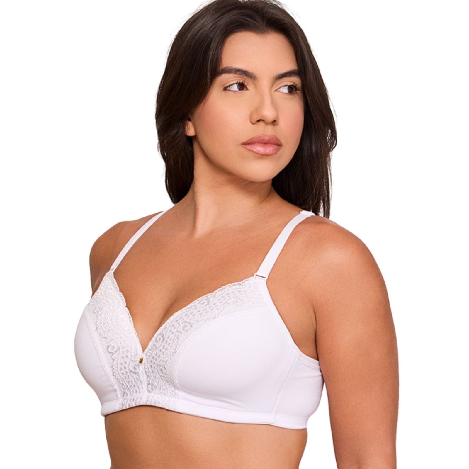 Sutiã Top Com Bojo Sem Aros Decote Renda Nayane