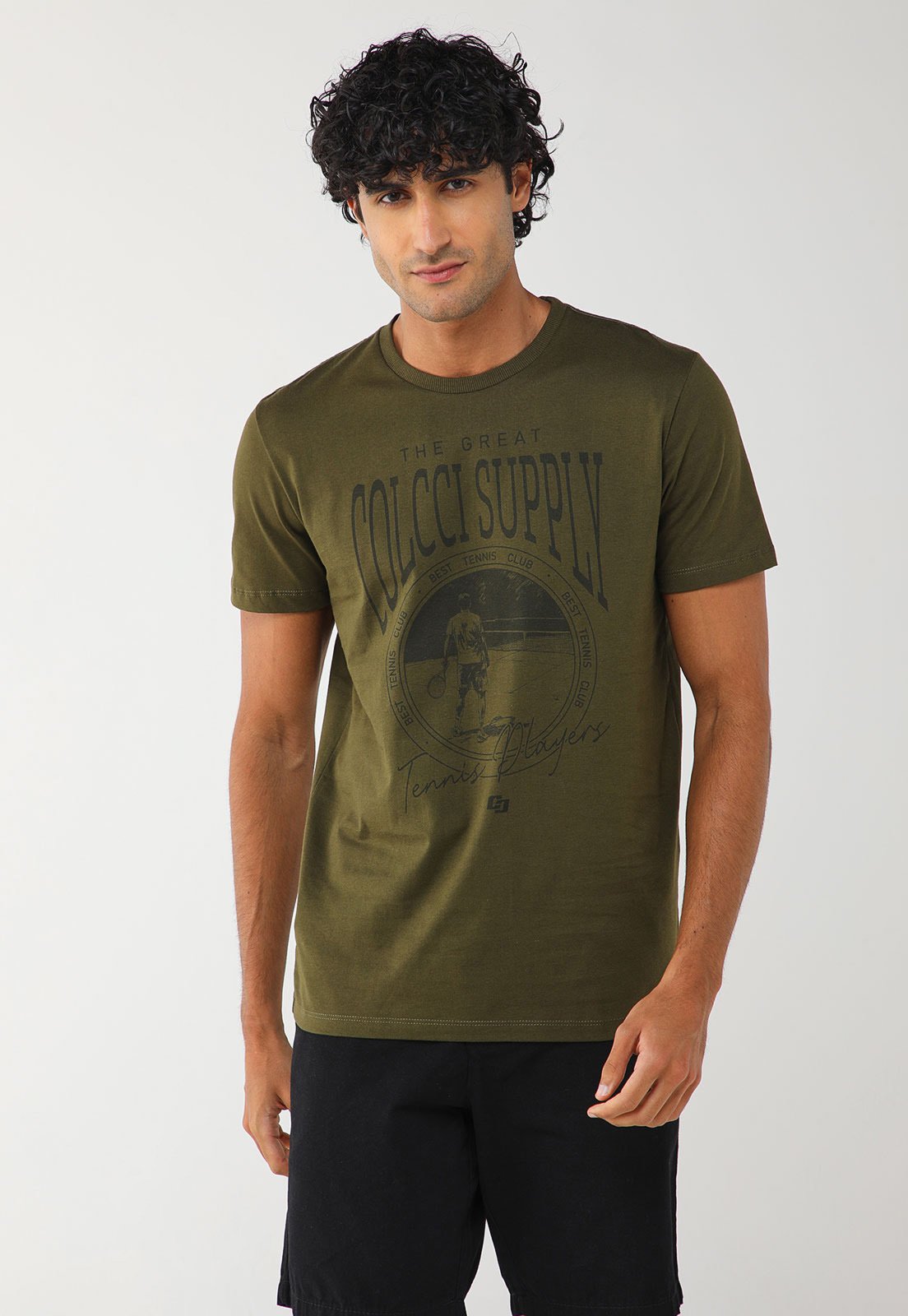 Vista 2 Camiseta Masculina Colcci Estampa Esportiva Oliva verde Colcci verde