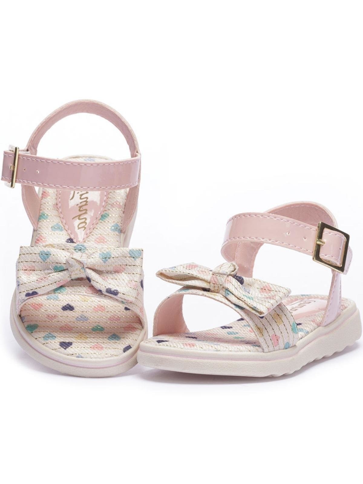 Vista 3 Infantil - Sandália Tininha Menina Estampa Coração rosa Tininha rosa