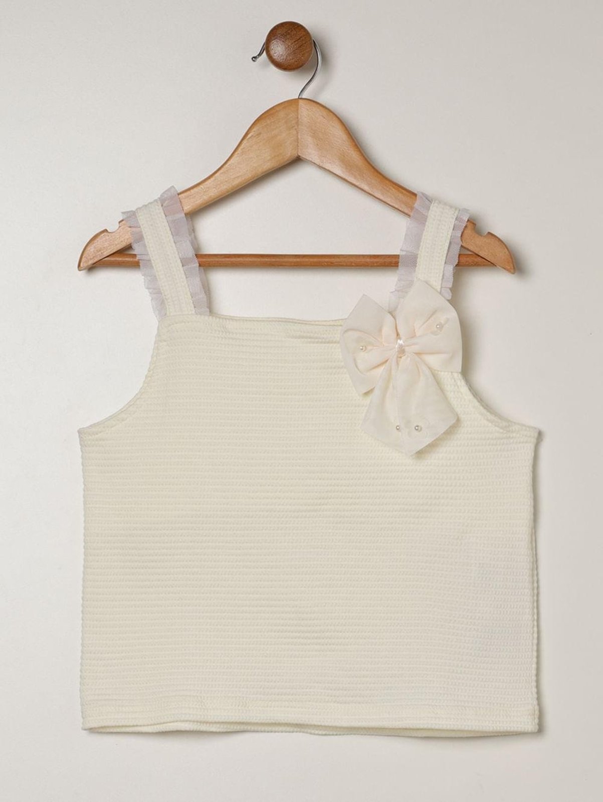 Infantil - Blusa Malha Regata Para Menina - OFF WHITE