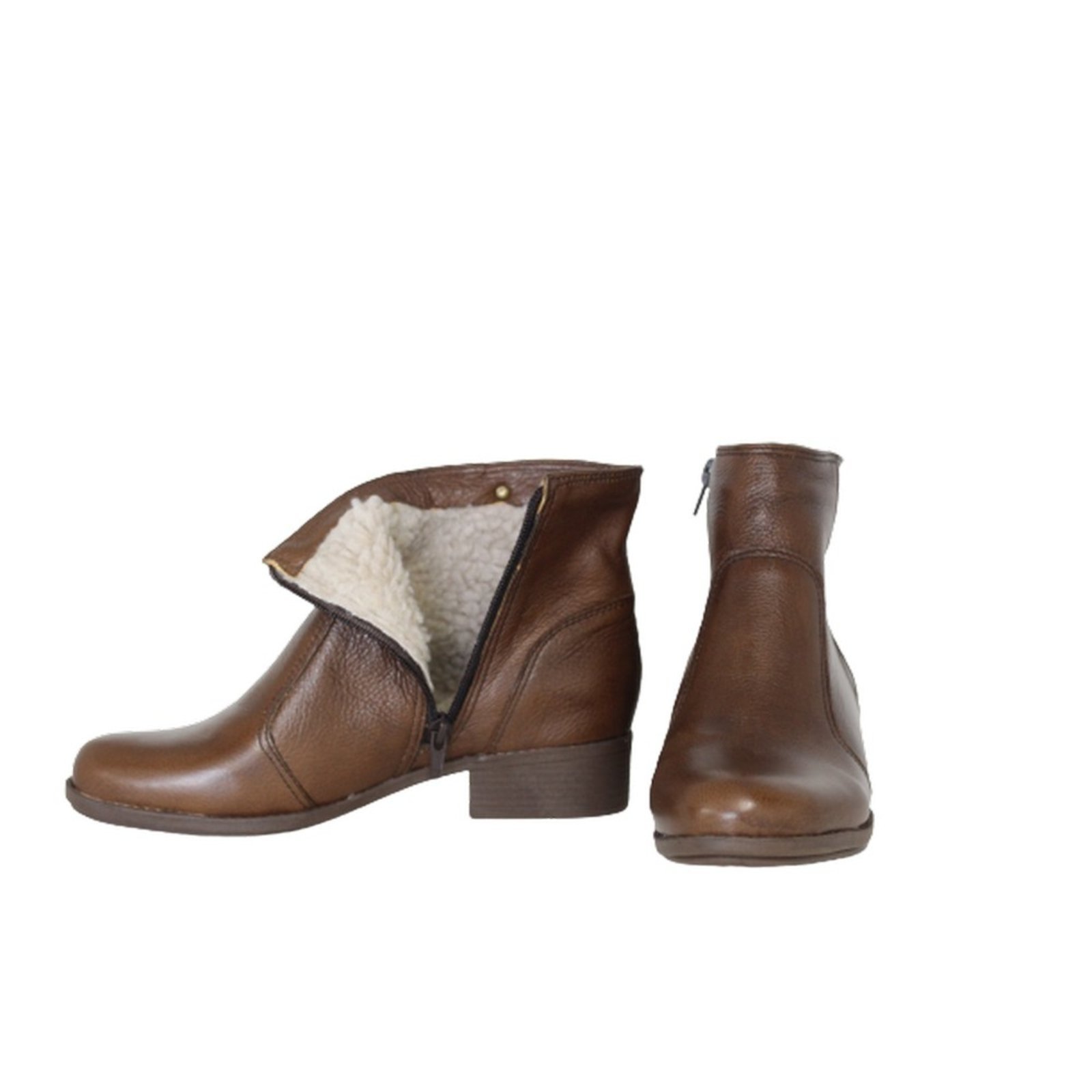 Vista 3 Bota Cano Curto Lã Sintética Couro Salto 1,5 CM Camel Spinelli caramelo Spinelli caramelo