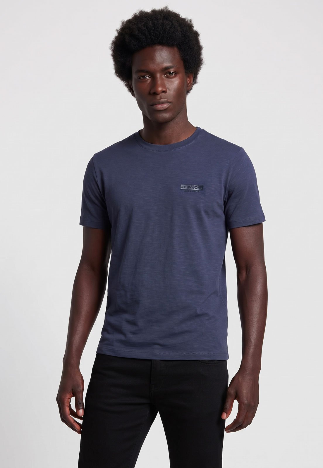 Camiseta Masculina John John Gola Redonda Azul Marinho