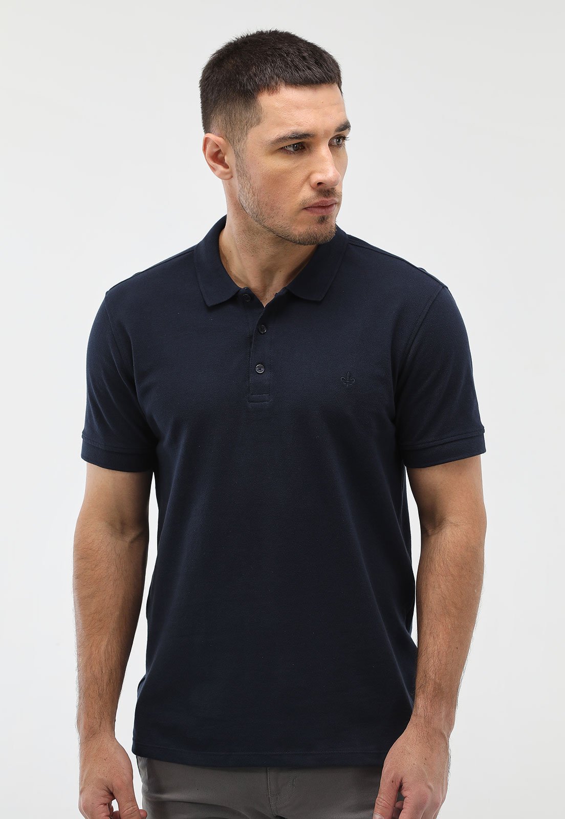 Camisa Polo Dudalina Reta Lisa Azul-Marinho
