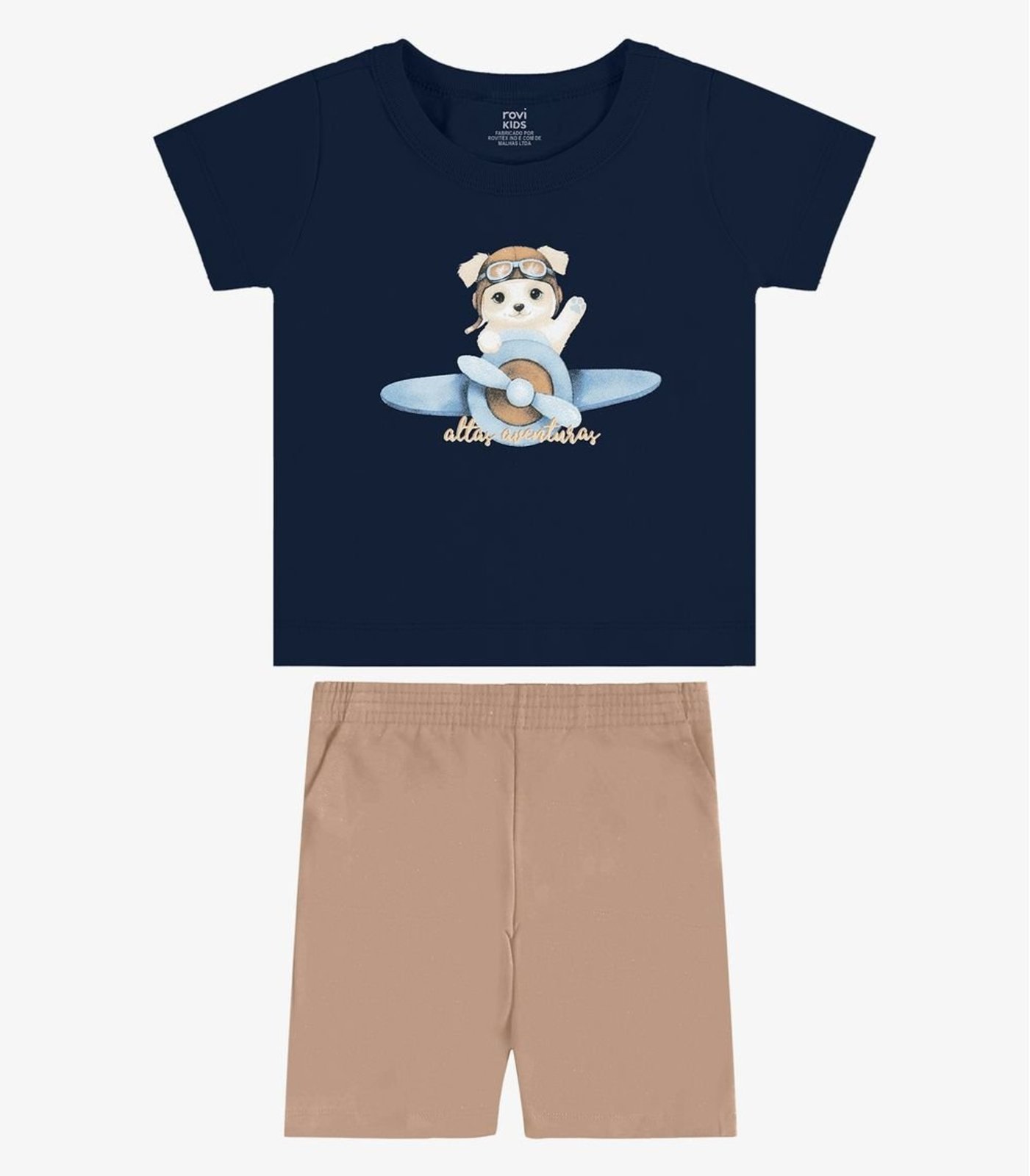 Infantil - Conjunto Camiseta Com Bermuda Rovi Azul