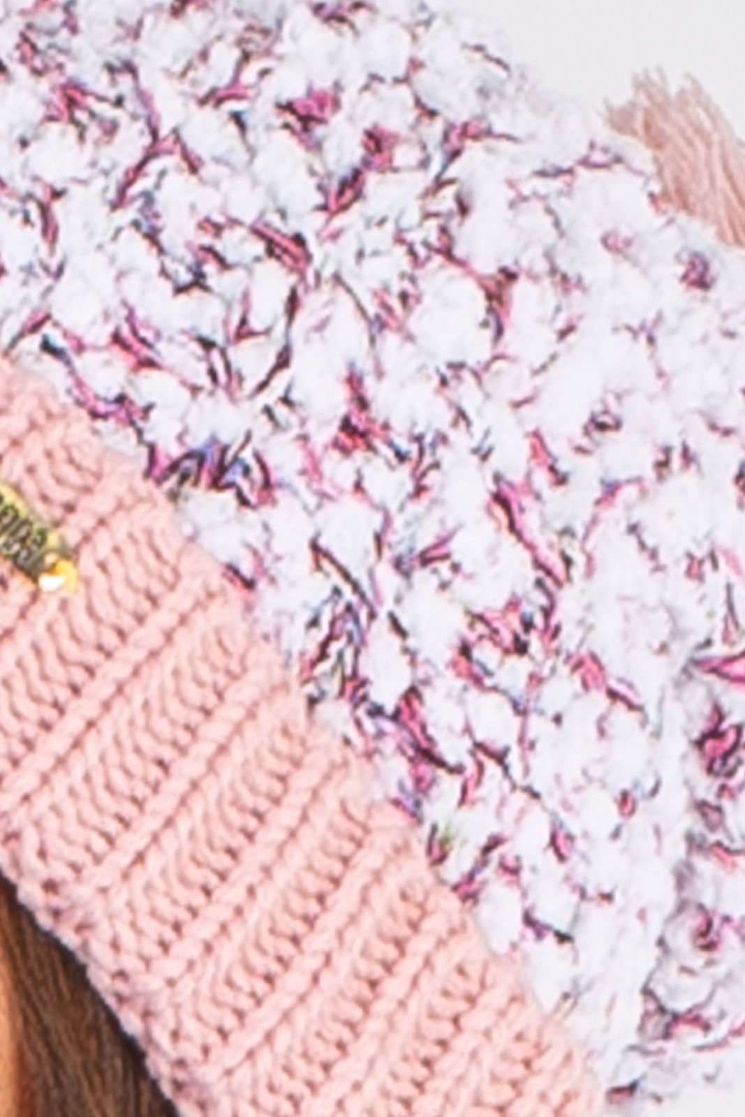 Vista 3 Gorro Enluaze Feminino De Malha Com Pompom 60020 Branco rosa Enluaze rosa