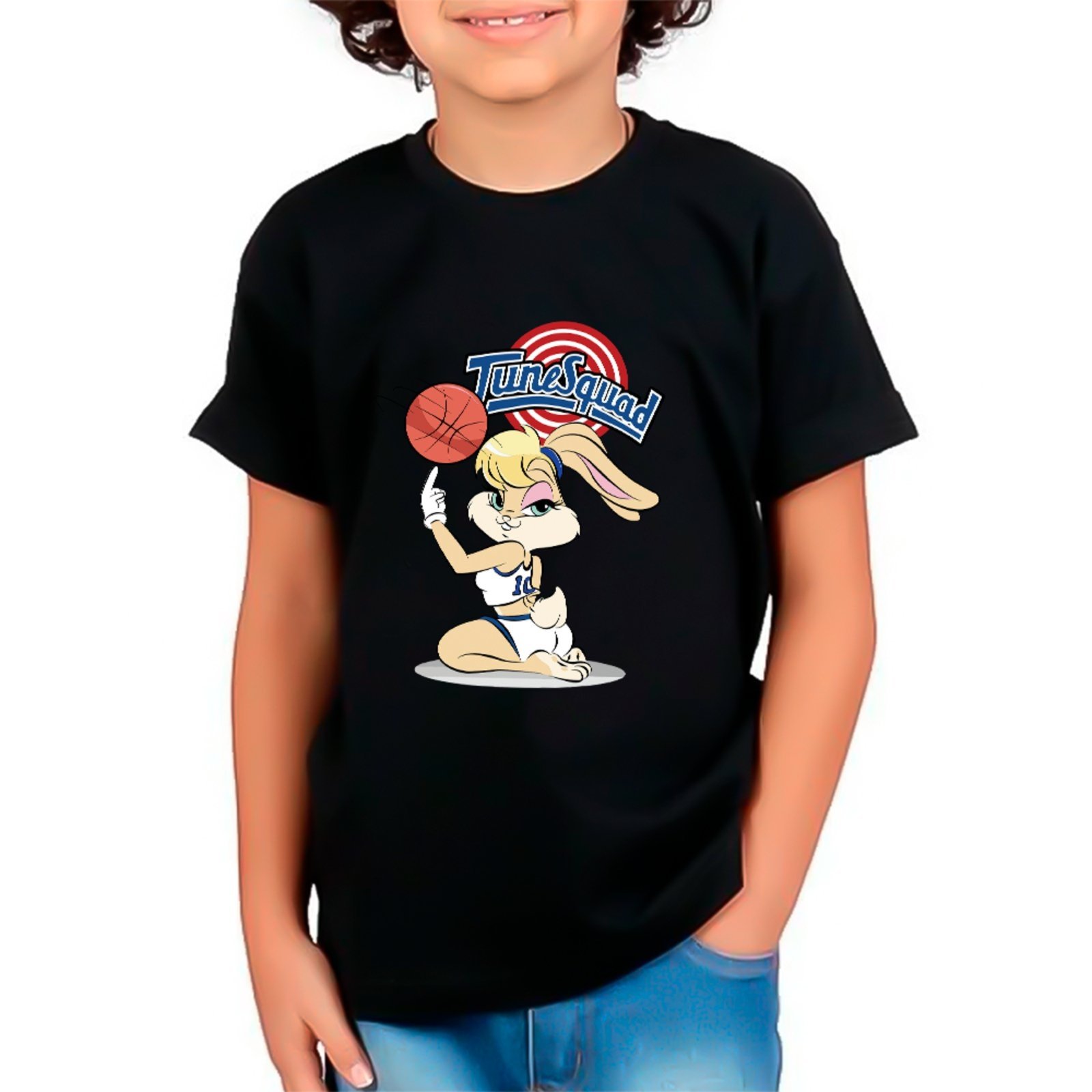 Infantil - Camiseta Lola Bunny Estilo Esportivo Basquete Unissex Preto