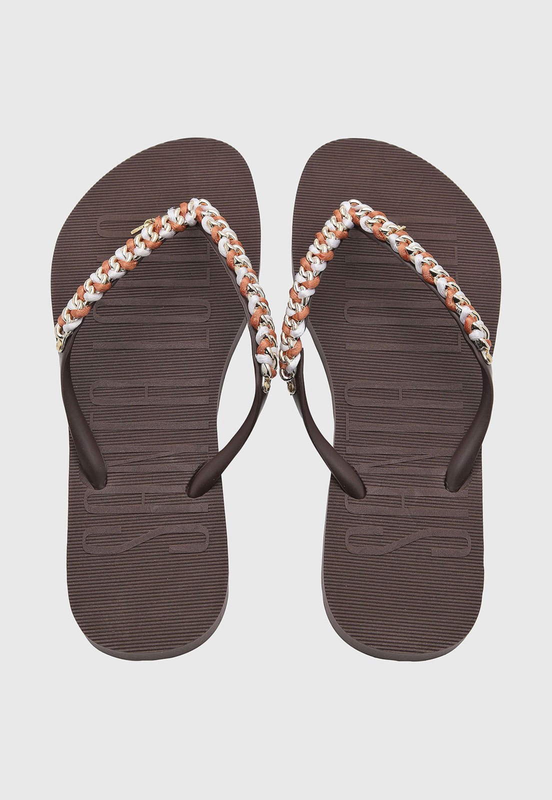Chinelo Feminino Santa Lolla Trançado Marrom