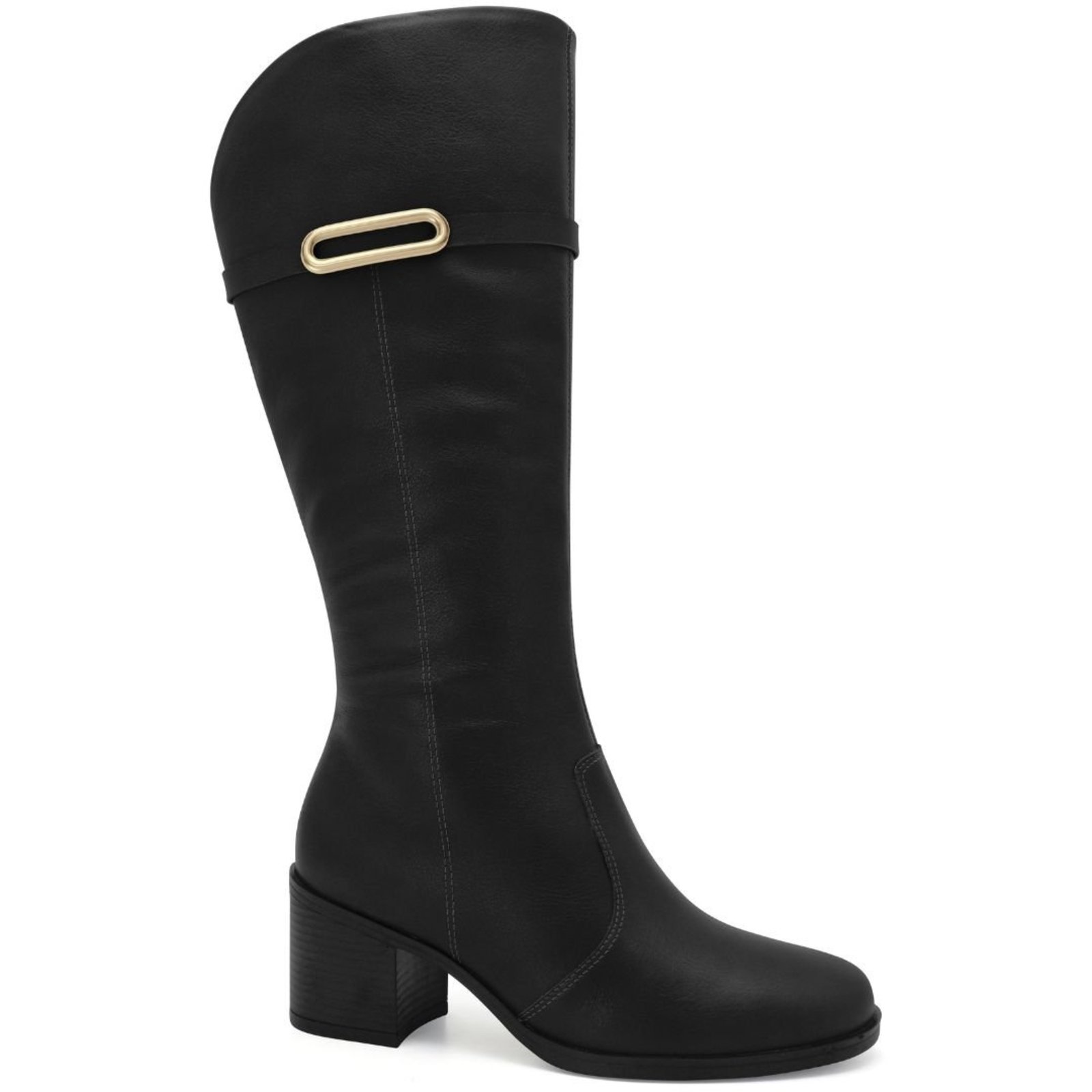 Bota Feminina em Couro Cano Alto Comfortflex 2684306 - Preto