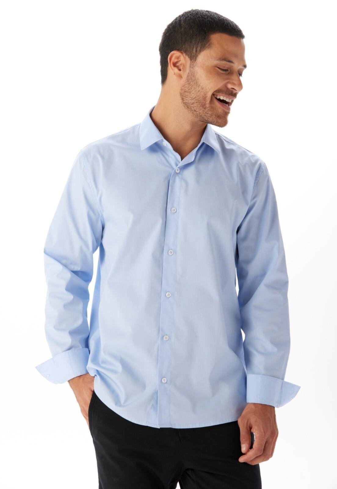 Camisa Tricoline Regular Fio 40 Traymon – Azul Claro – P